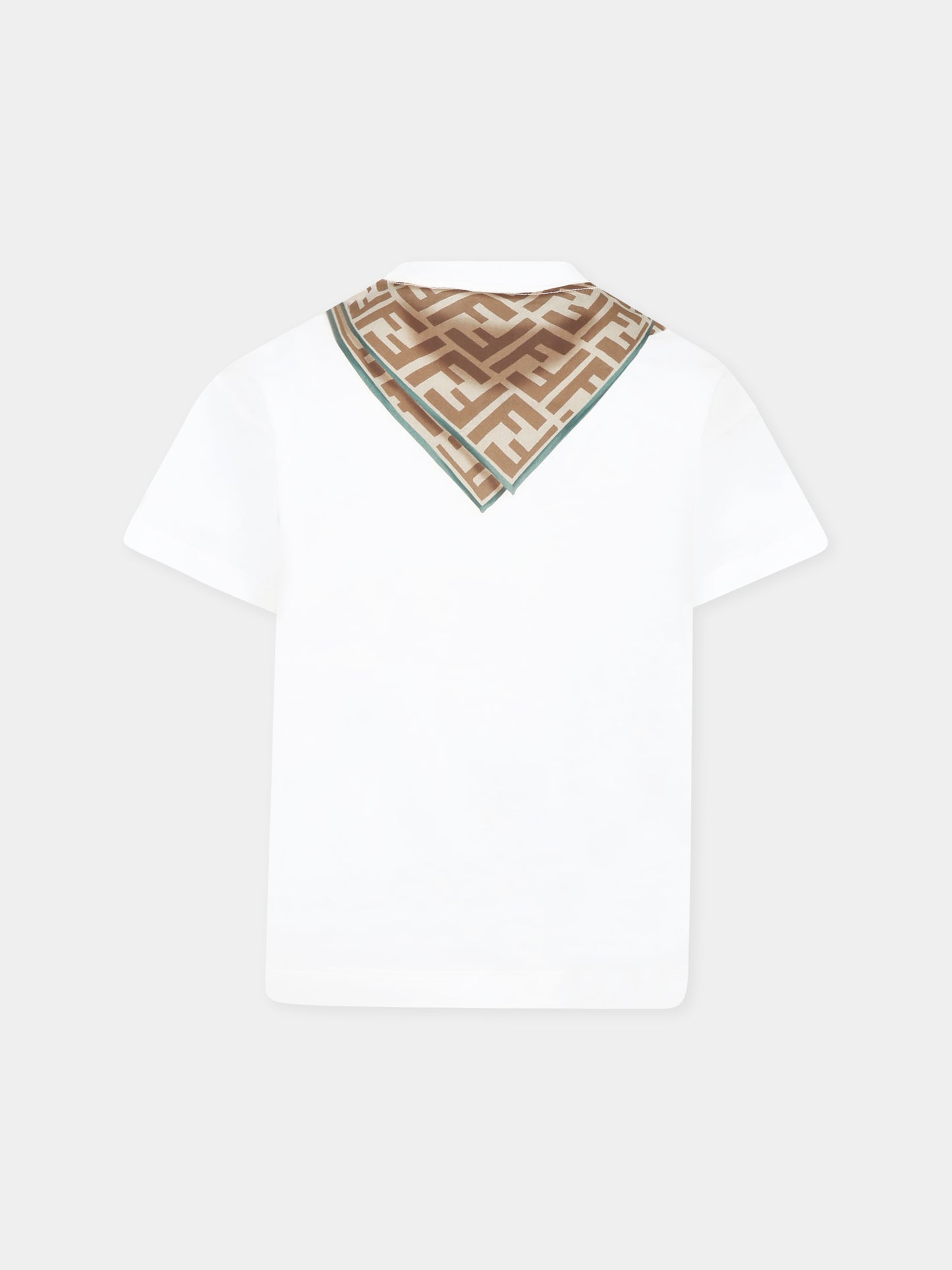 White t-shirt for boy with scarf