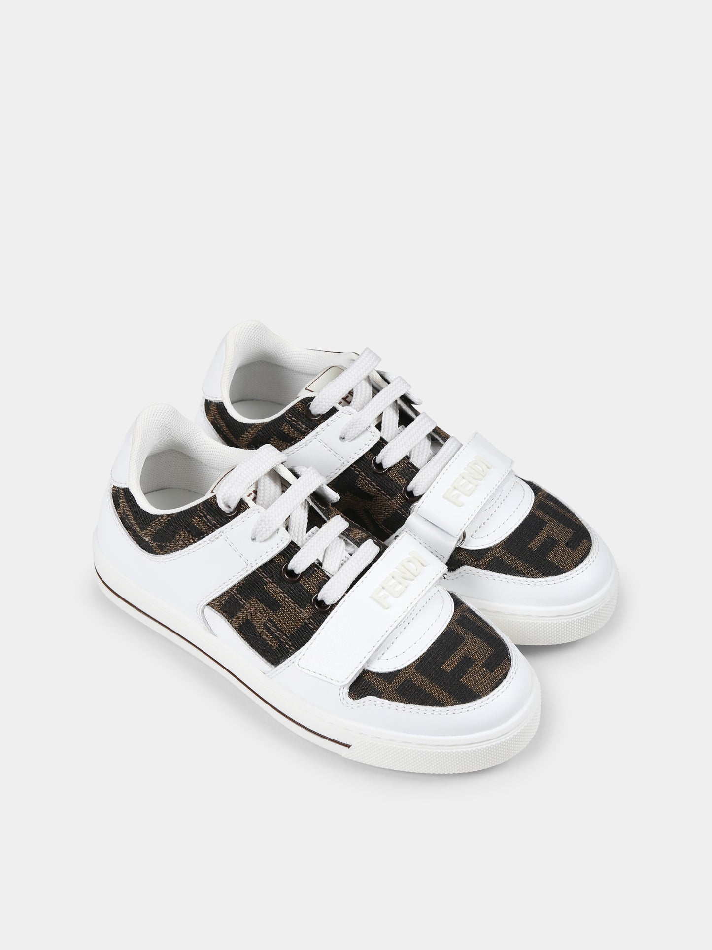 Sneakers bianche per bambini con iconica FF,Fendi Kids,JMR476 AHGY F0C1A