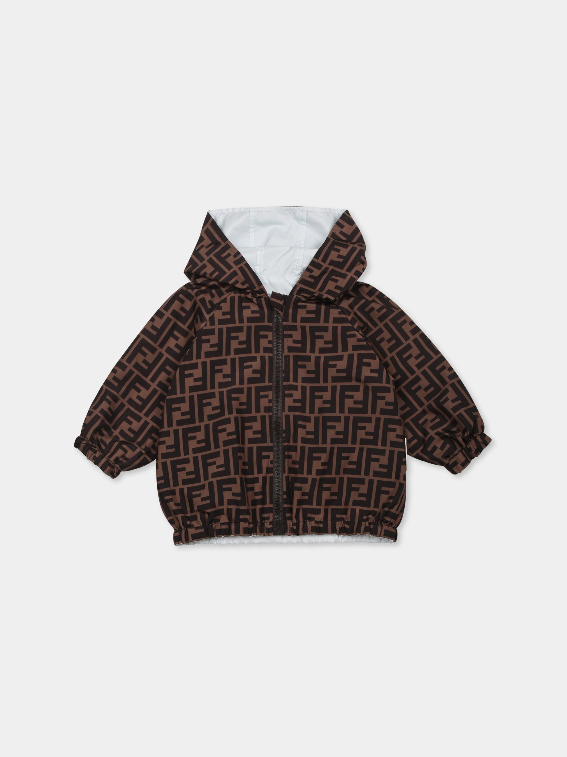 Giacca a vento celeste per neonato con FF,Fendi Kids,BUA037 AS56 F1QYB