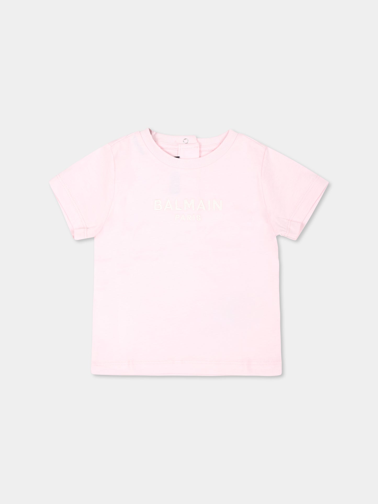 T-shirt rosa per neonata con logo,Balmain Kids,BU8011 Z1751 540AV