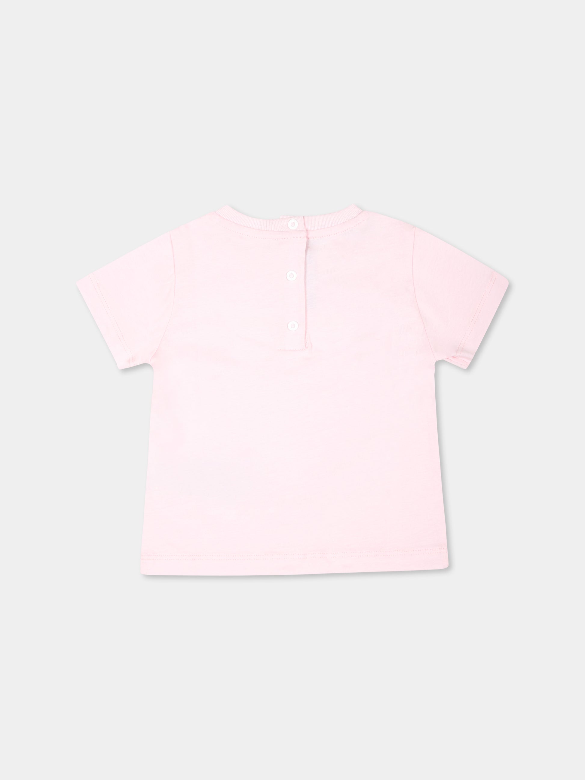 T-shirt rosa per neonata con logo,Balmain Kids,BU8011 Z1751 540AV