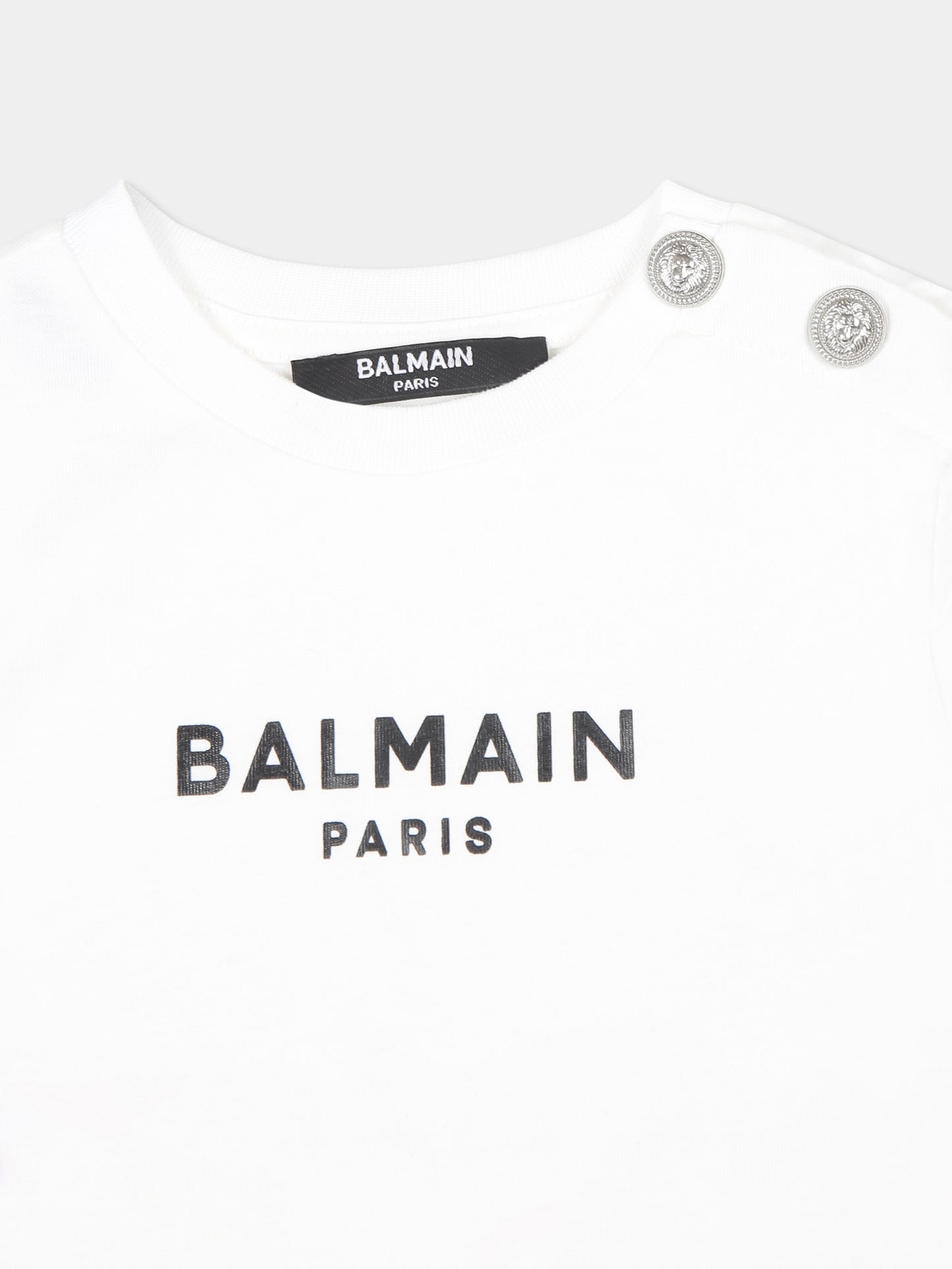 T-shirt bianca per neonati con logo,Balmain Kids,BU8501 Z1751 100NE