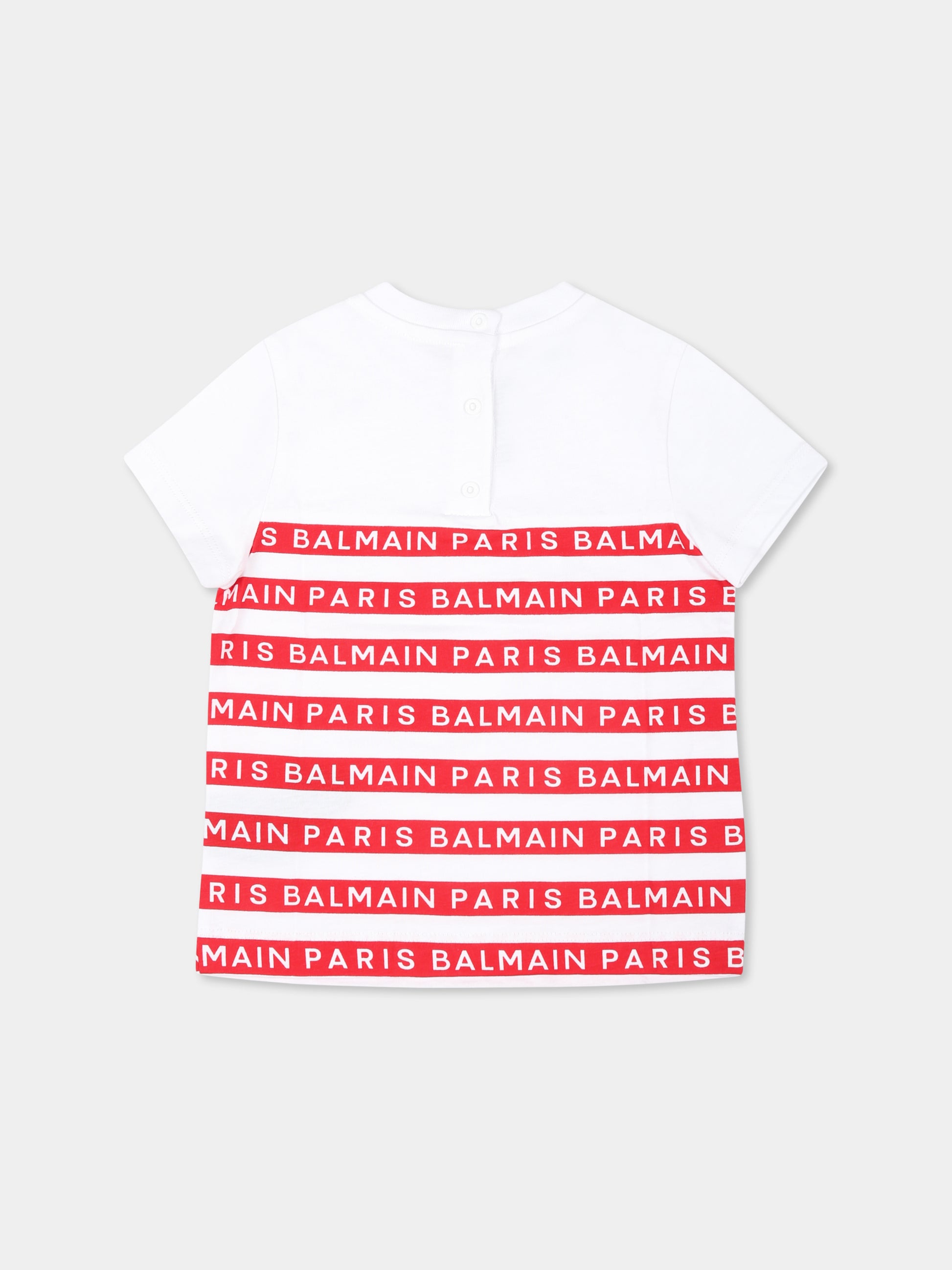 T-shirt bianca per neonato con logo,Balmain Kids,BU8571 Z1911 100RO