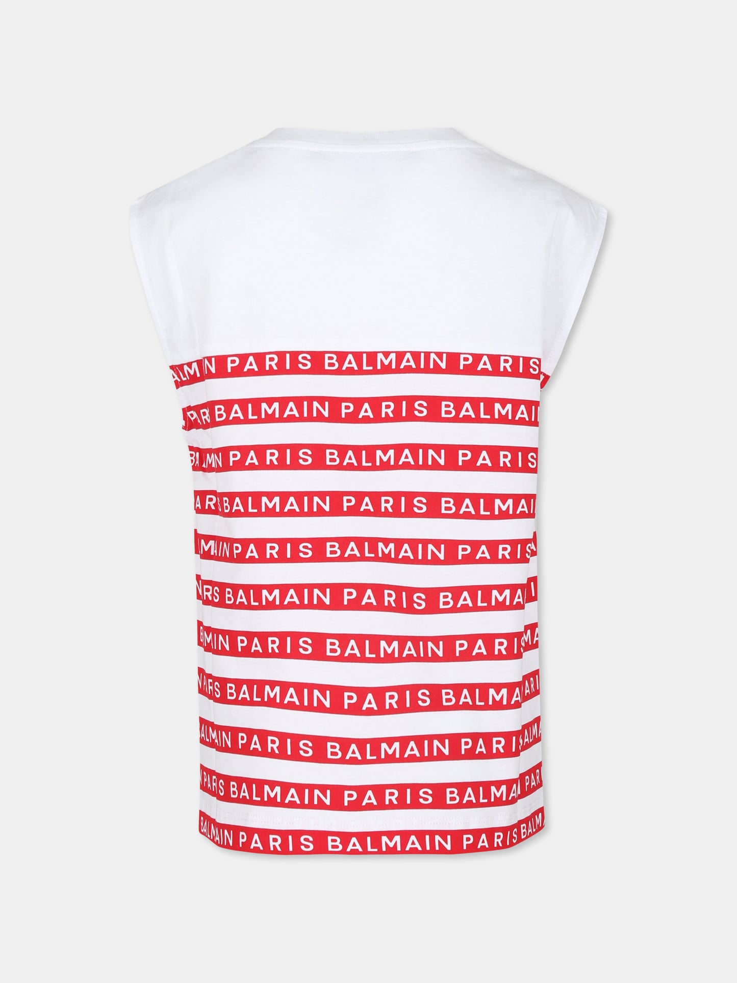 T-shirt bianca per bambini con logo,Balmain Kids,BU8P82 Z1911 100RO