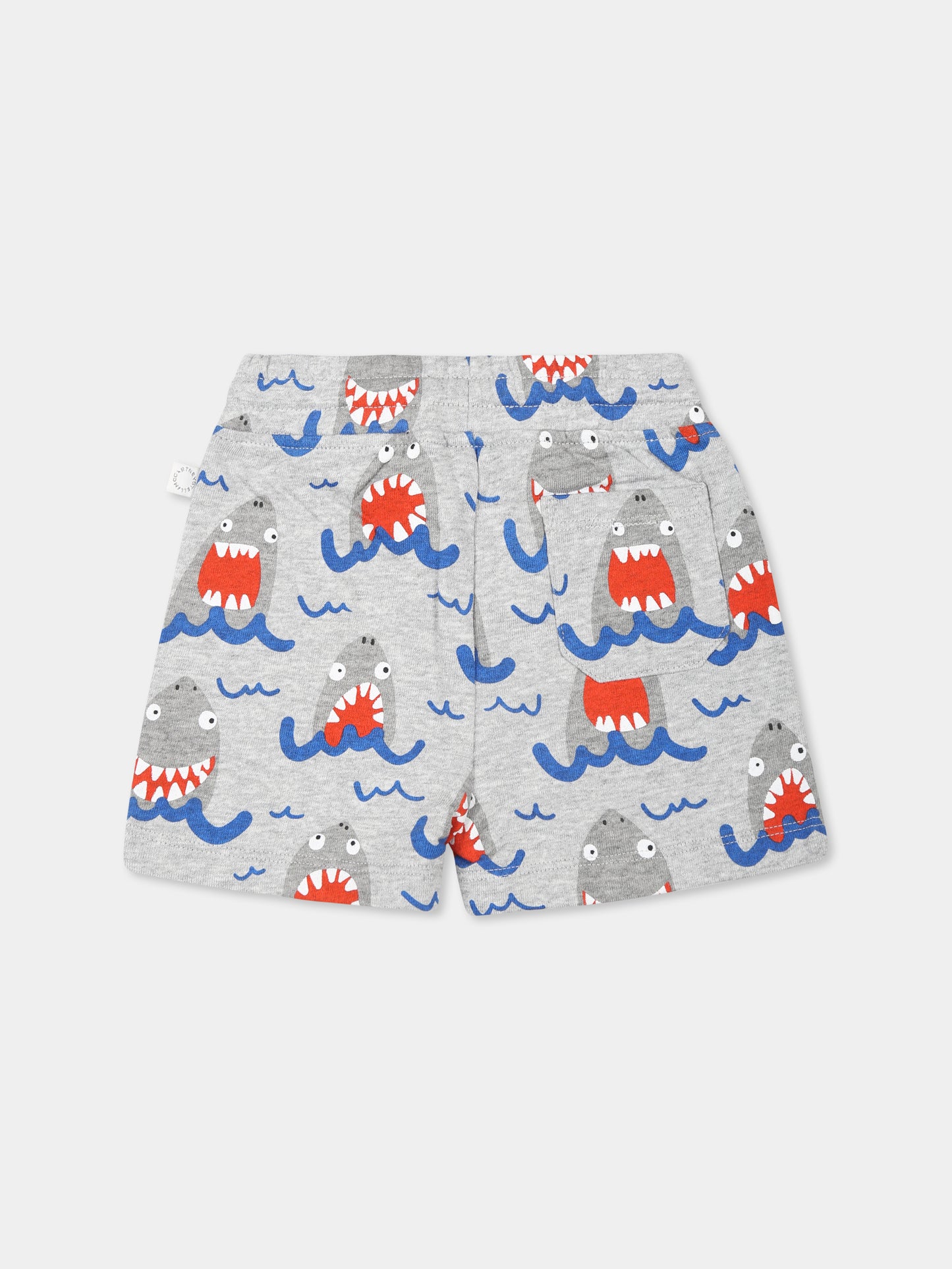 Shorts grigi per neonato con squalo,Stella Mccartney Kids,TU6519 Z1807 807MC