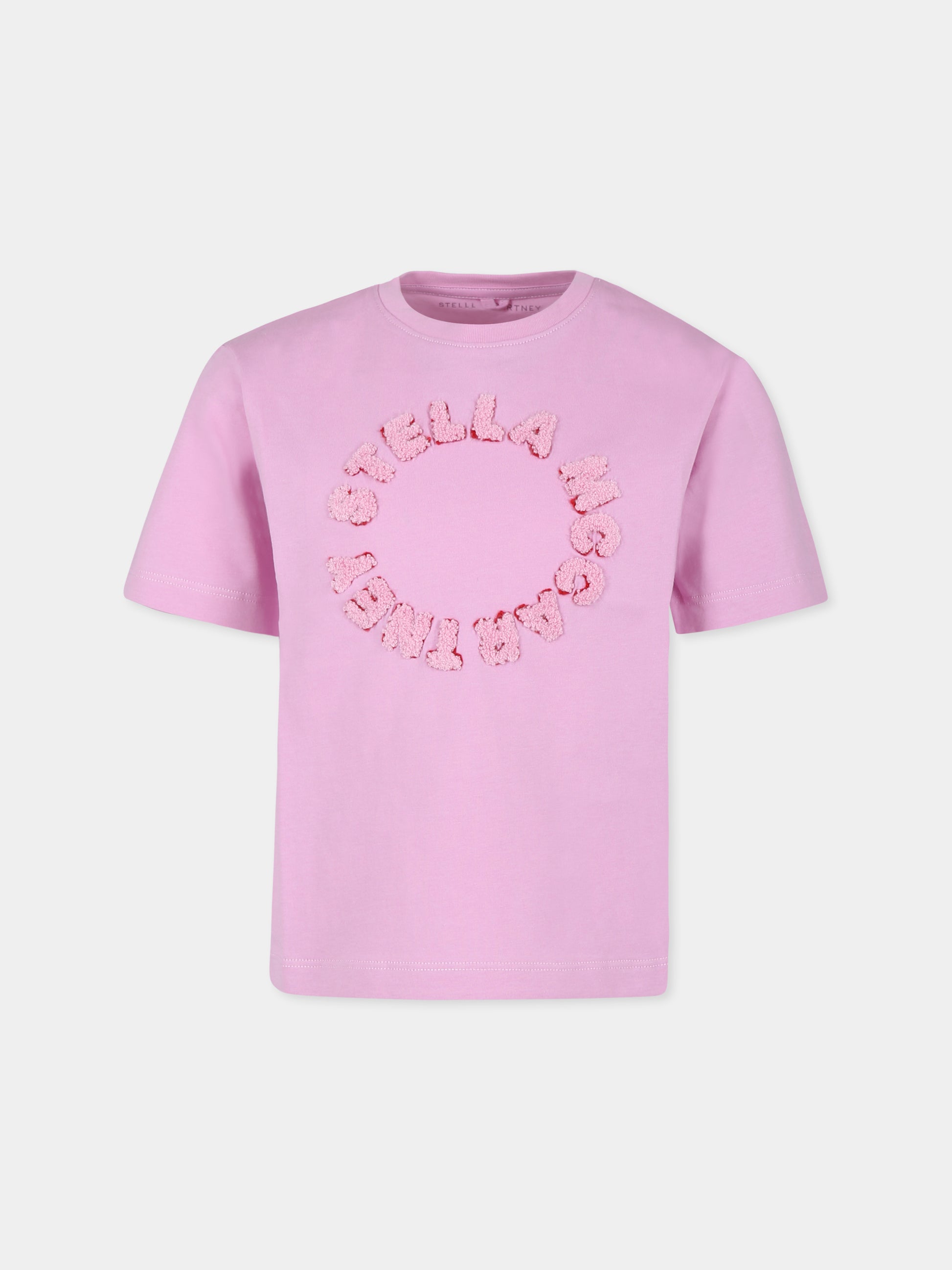 T-shirt rosa per bambina con logo,Stella Mccartney Kids,TU8A81 Z0434 50G