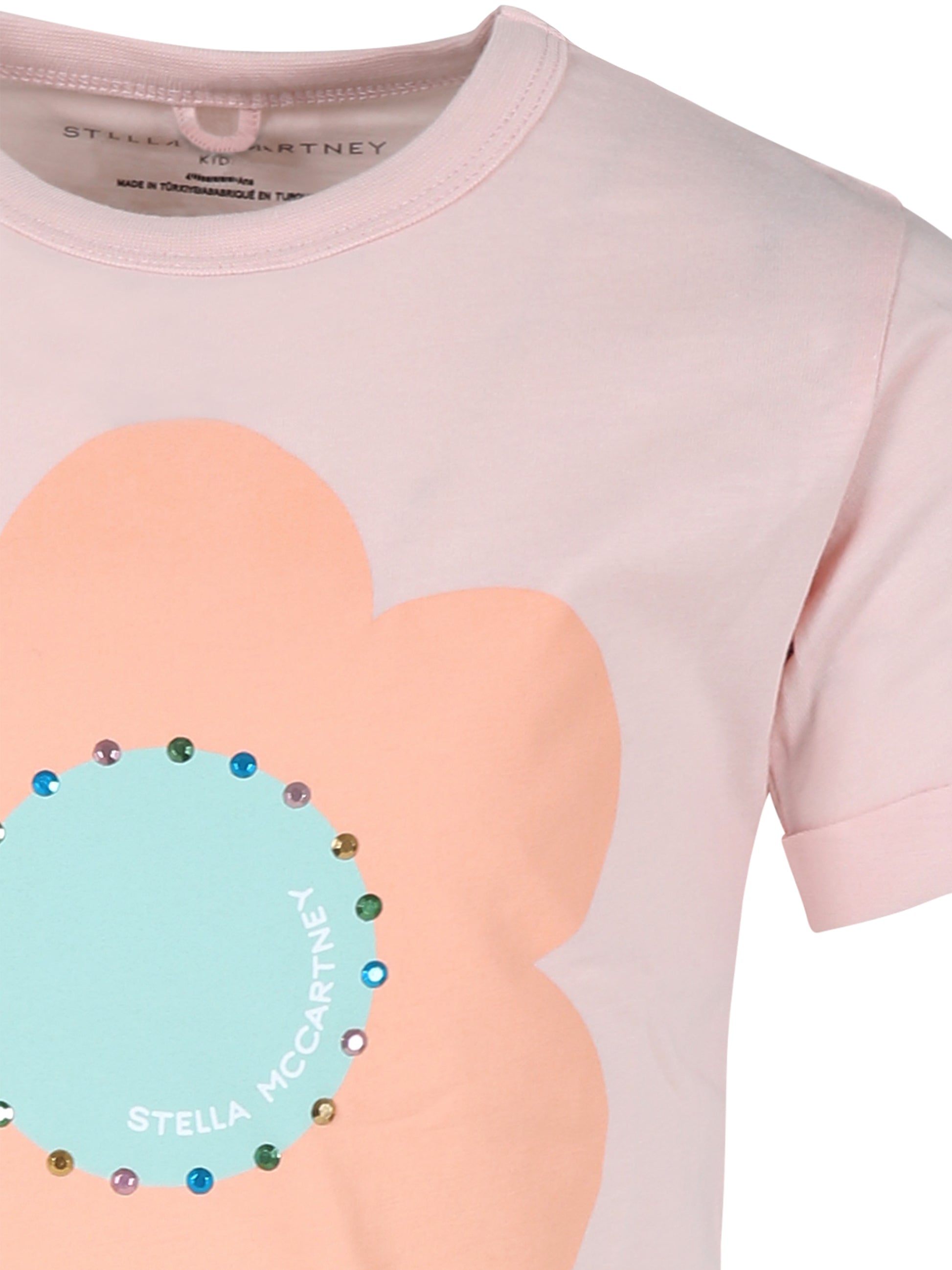 T-shirt rosa per bambina con stampa fiore,Stella Mccartney Kids,TU8E01 Z0434 508