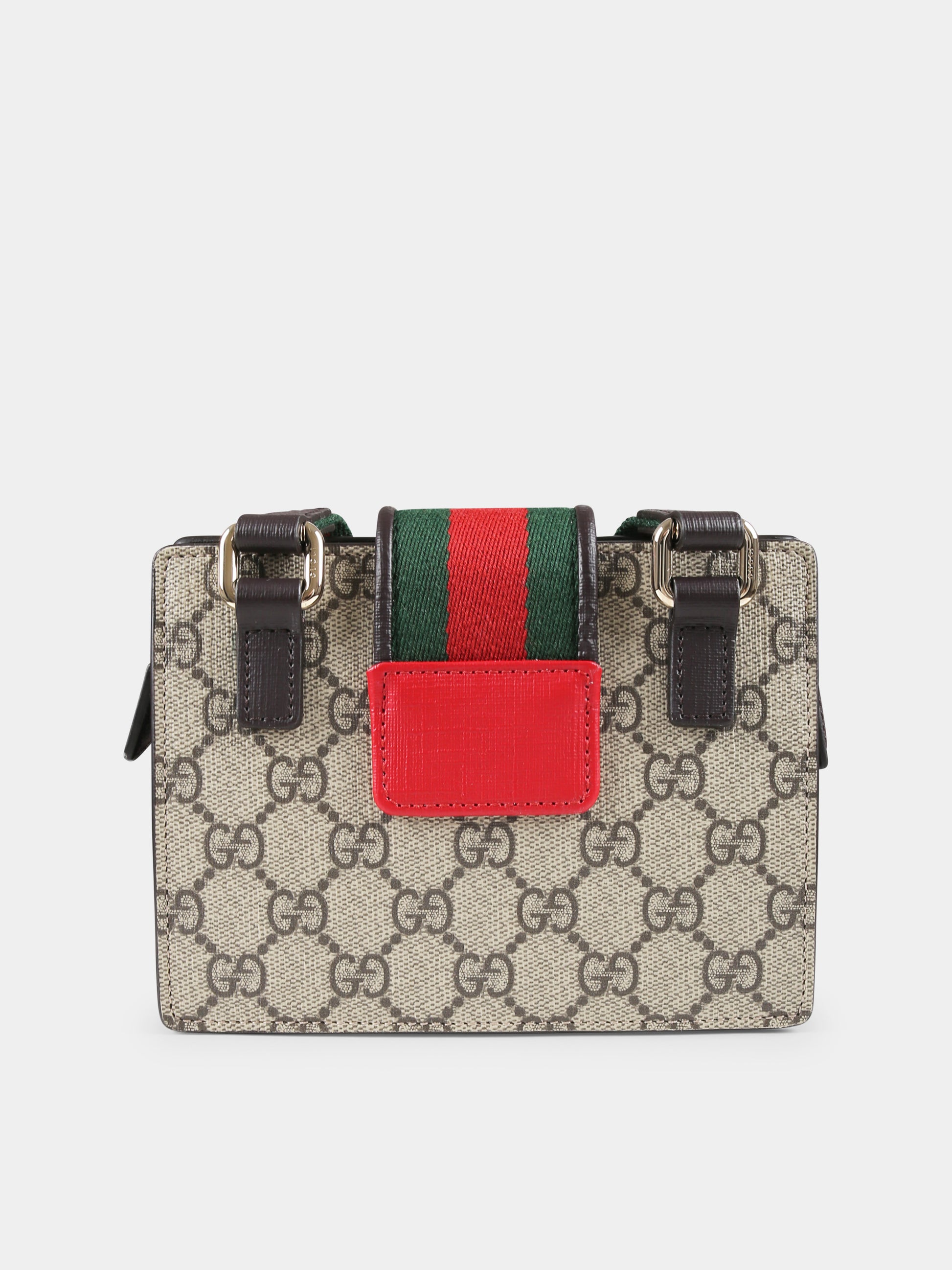 Borsa beige per bambina con dettaglio Web e cuore,Gucci Kids,793830 KAAAP 9751