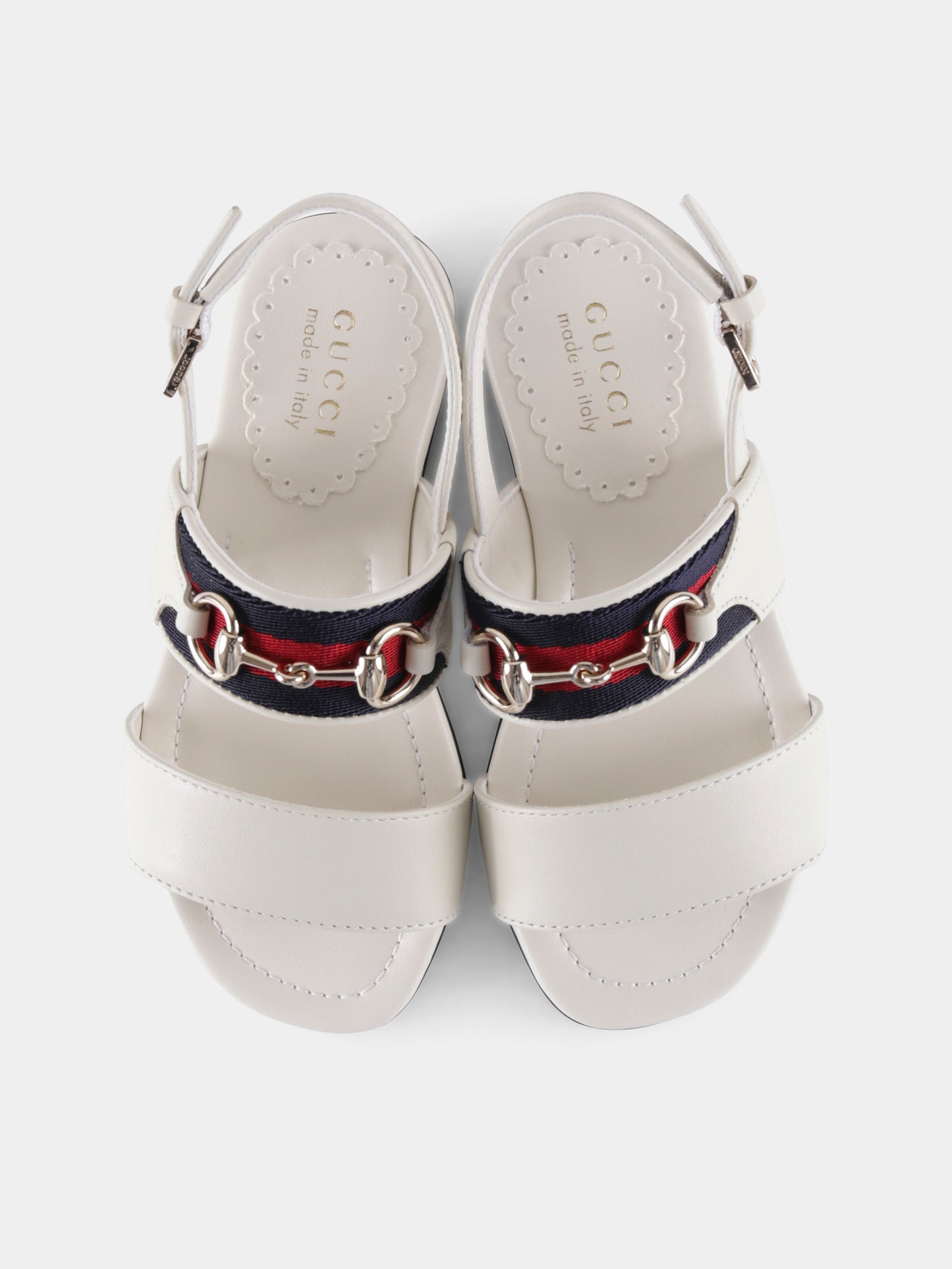 Sandali bianchi per bambina con iconico dettaglio Web,Gucci Kids,814204 AAEDL 9047