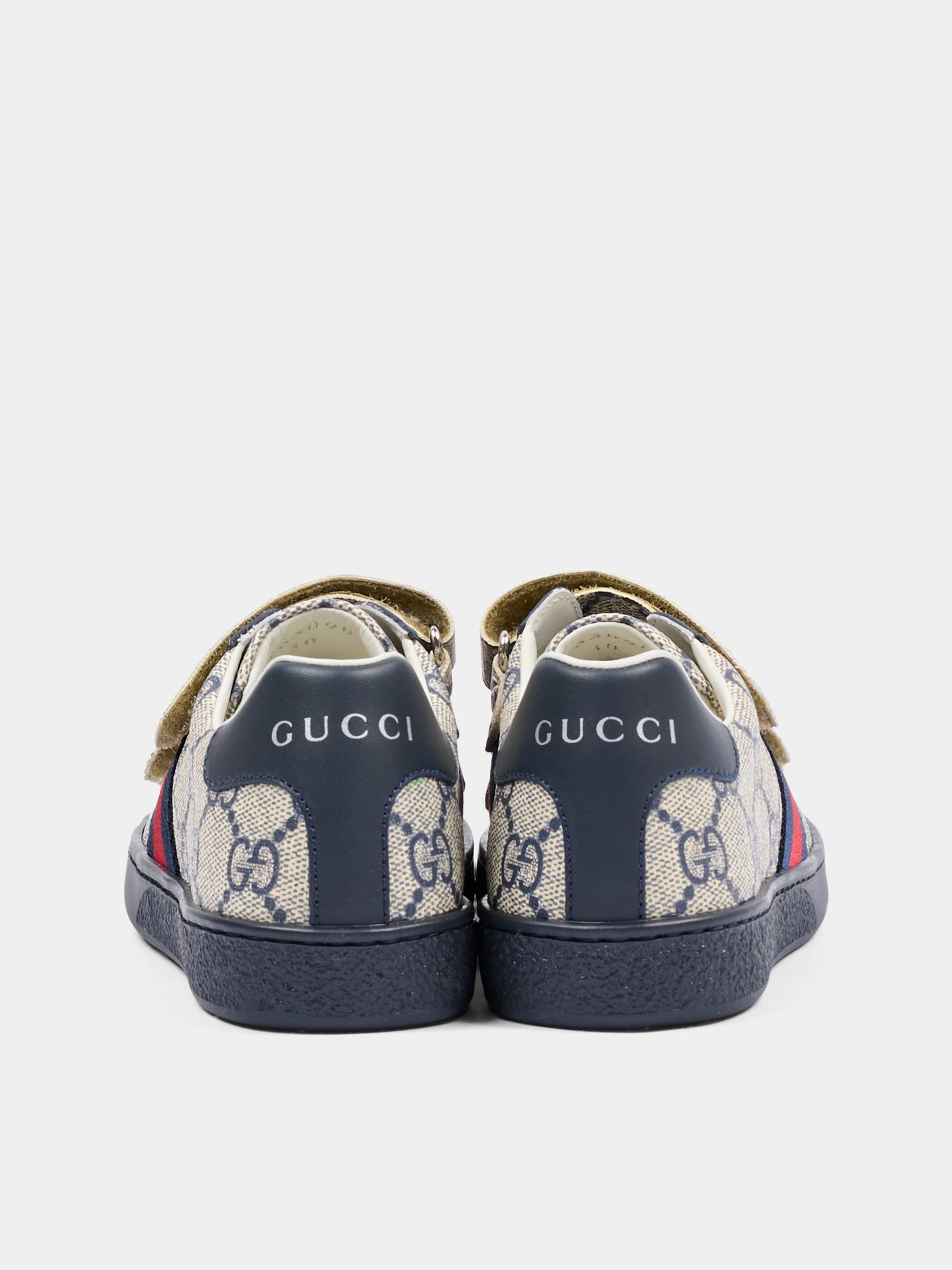 Sneakers Ace blu e grigio per bambini con dettaglio Web,Gucci Kids,463090 FACYF 4055