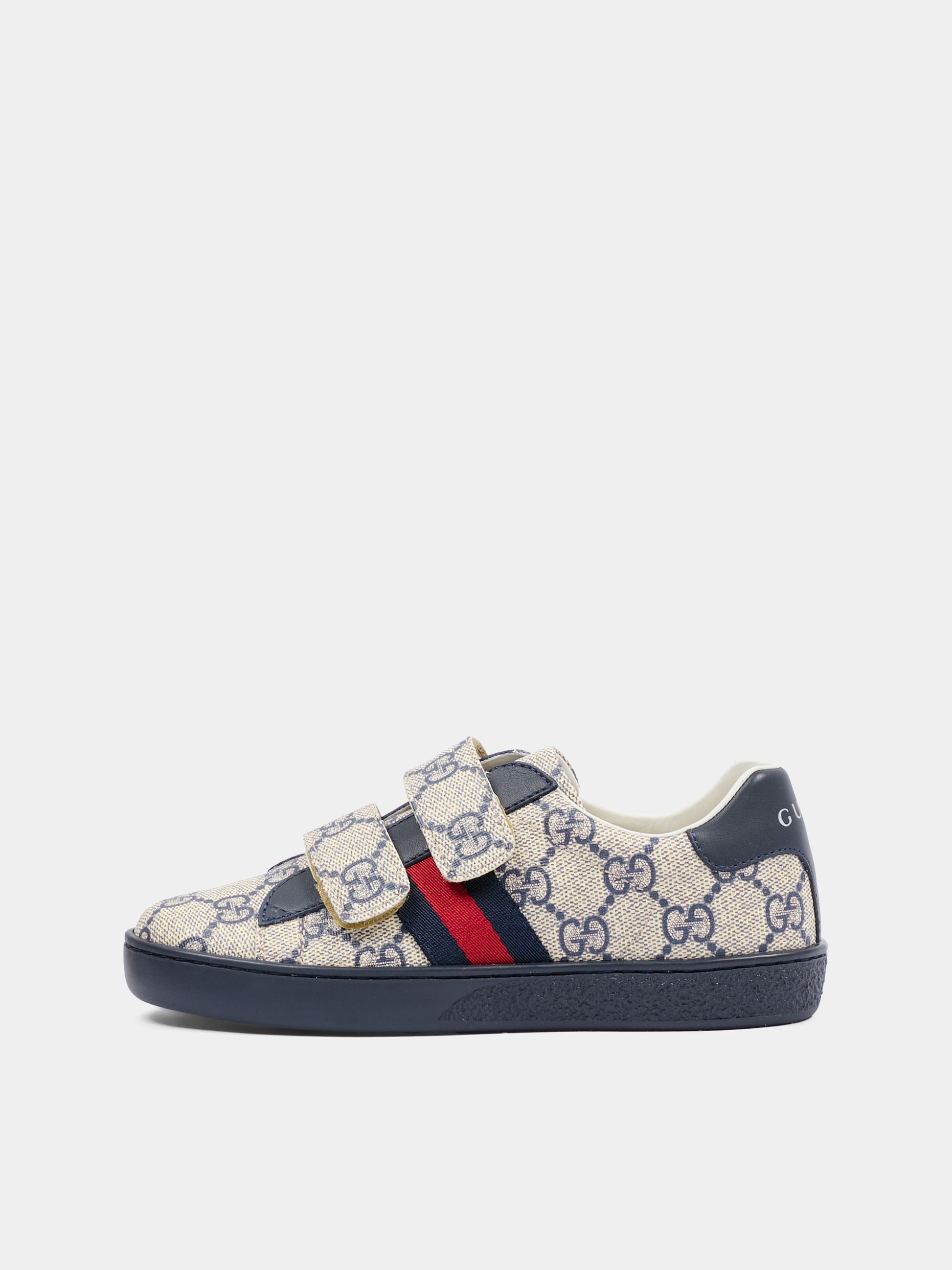 Sneakers Ace blu e grigio per bambini con dettaglio Web,Gucci Kids,463090 FACYF 4055