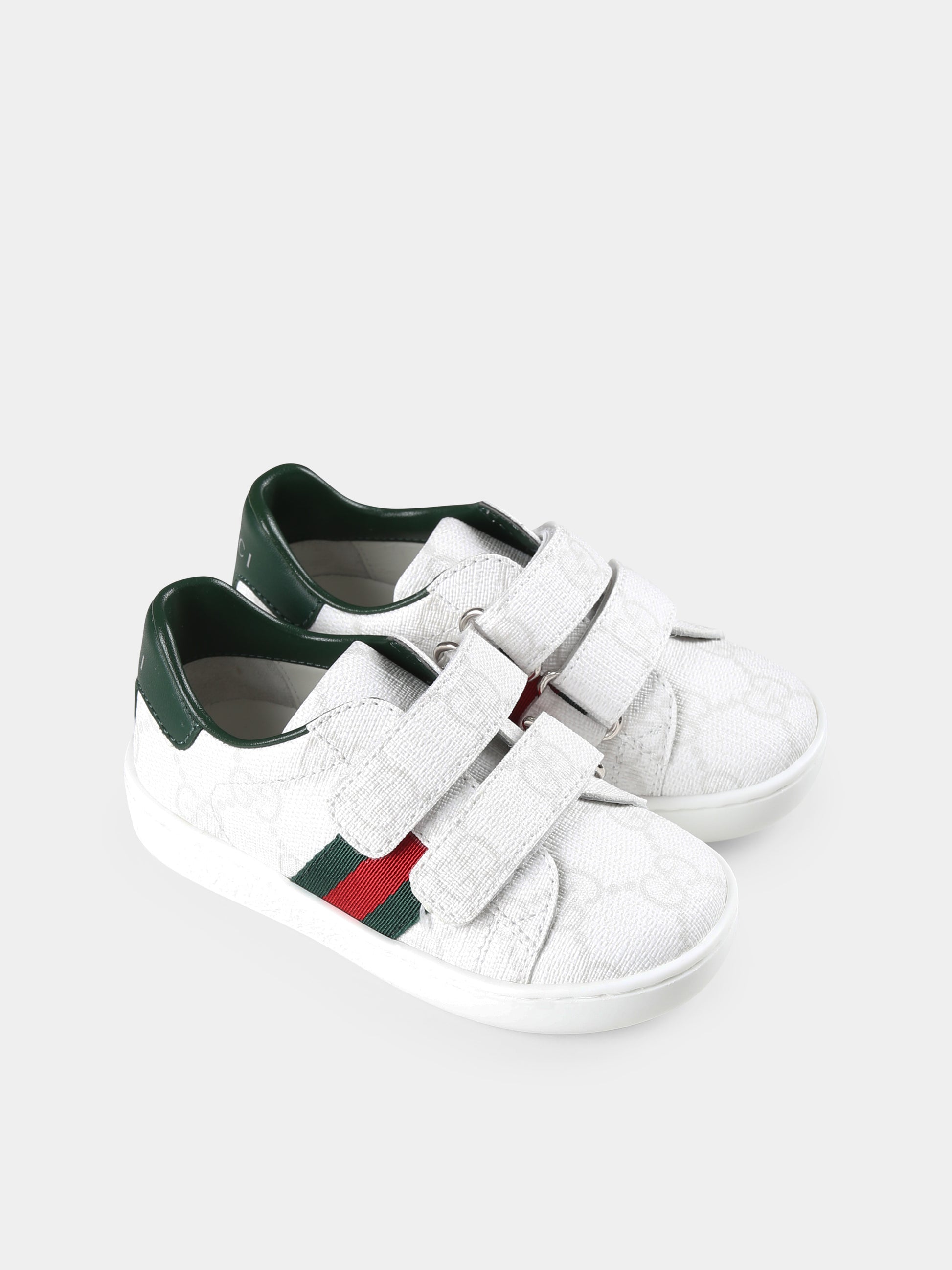 Sneakers Ace bianche per bambini con dettaglio Web,Gucci Kids,463088 FAEG6 9048