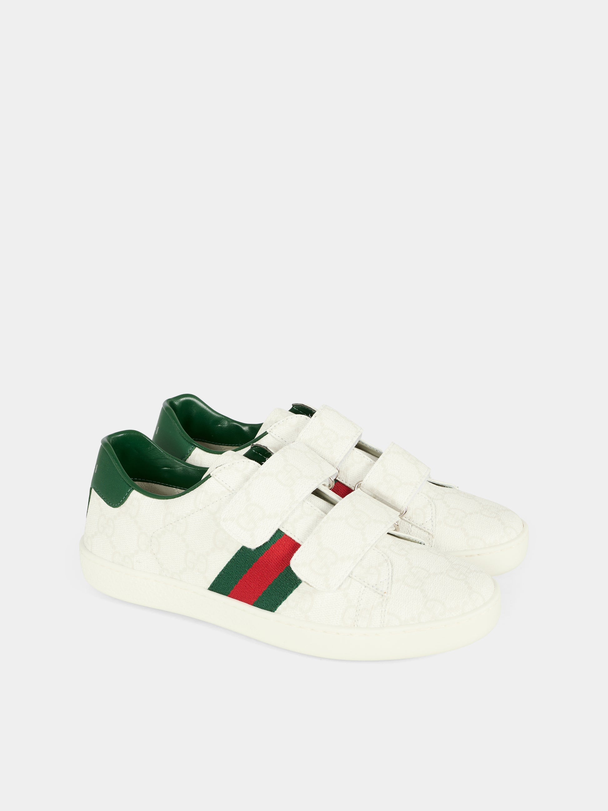 Sneakers Ace bianche per bambini con dettaglio Web,Gucci Kids,463091 FAEG6 9048