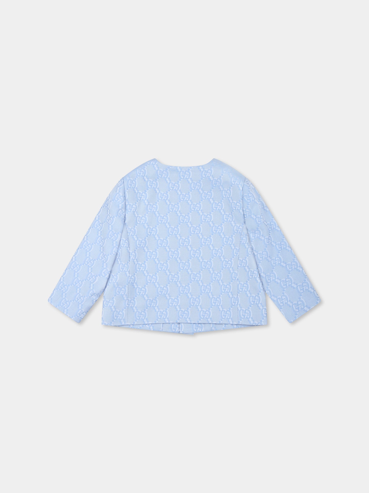Giacca celeste per neonato con GG,Gucci Kids,804408 XWA3I 4903