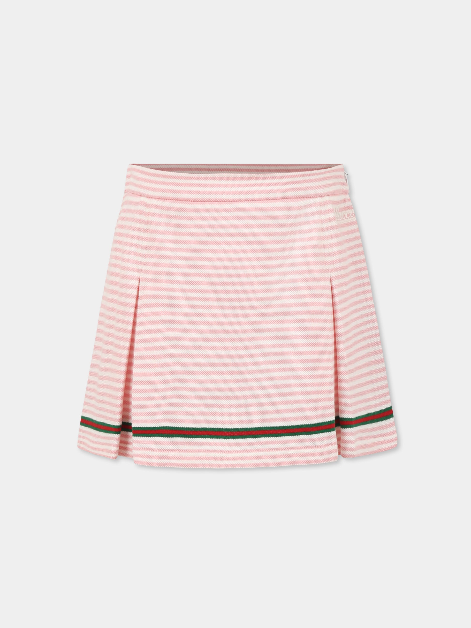 Gonna rosa per bambina con dettaglio Web,Gucci Kids,812433 XJGZ2 9025