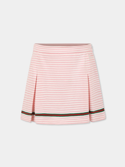 Gonna rosa per bambina con dettaglio Web,Gucci Kids,812433 XJGZ2 9025