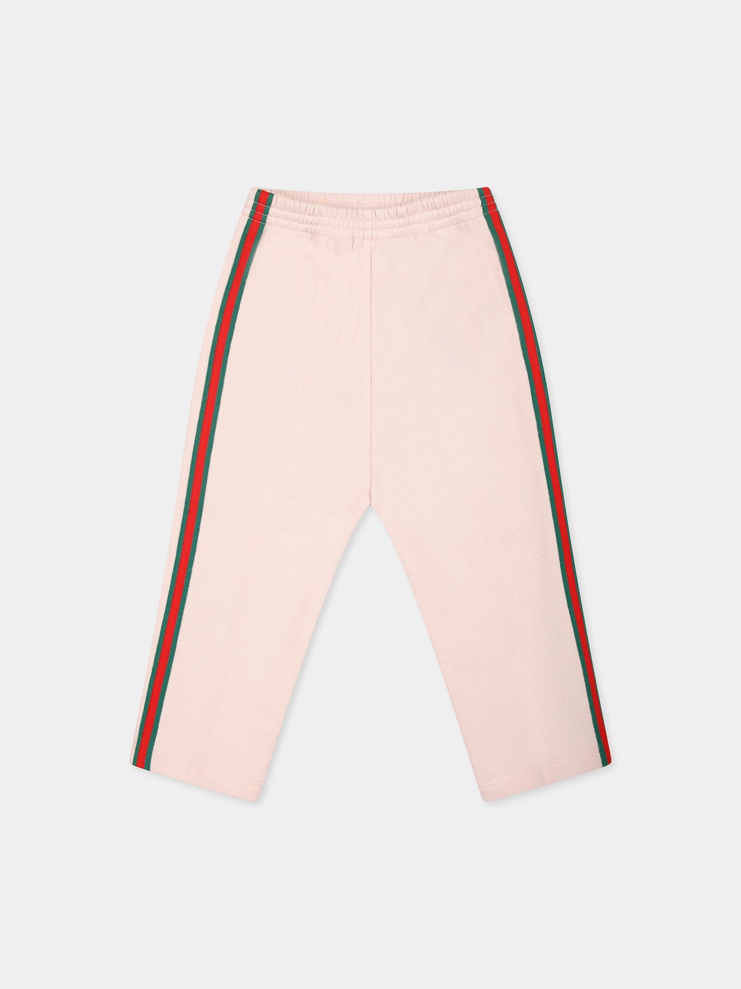 Pink sweatpants for baby girl with logo