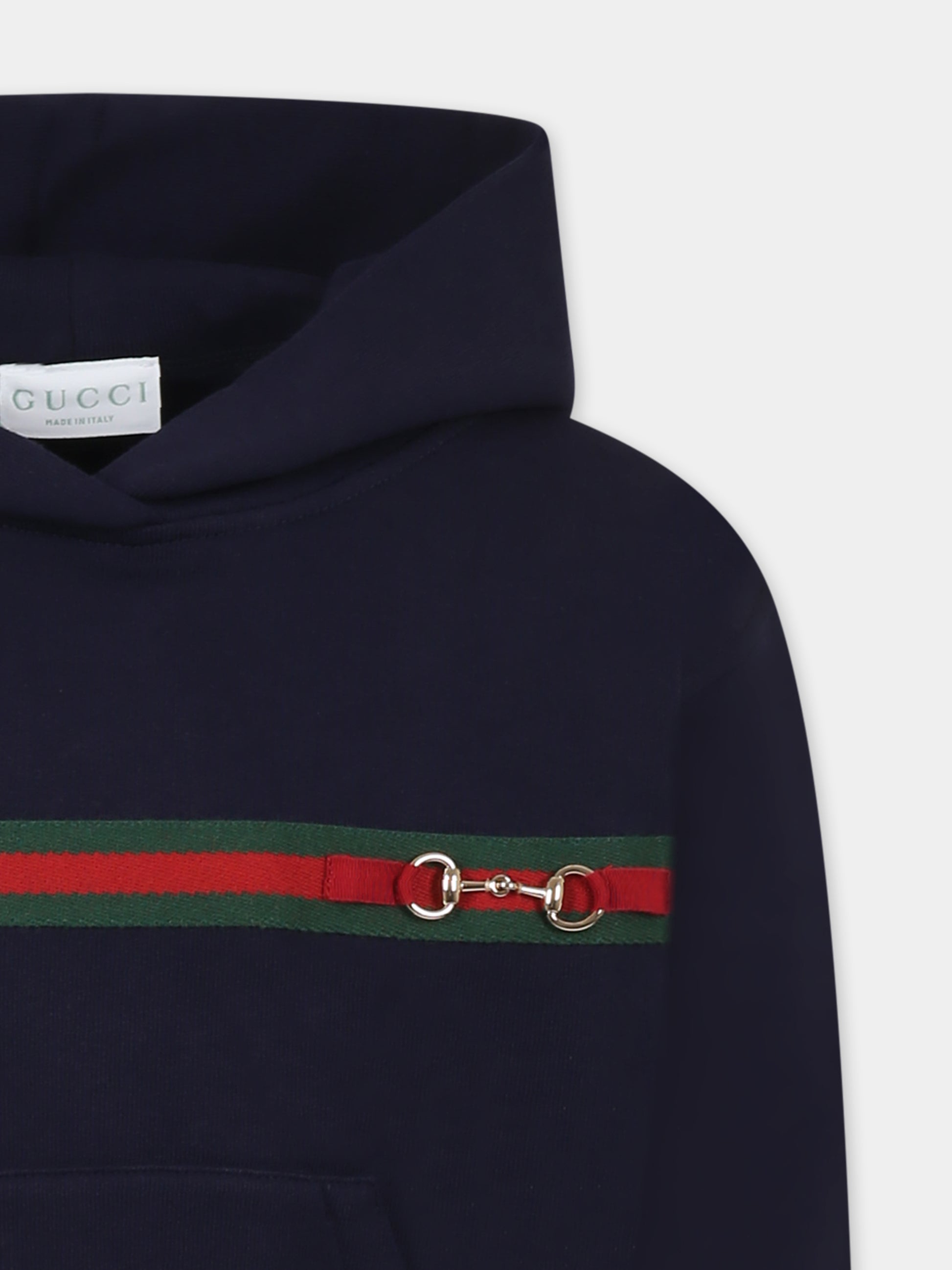 Felpa blu per bambina con morsetto,Gucci Kids,787341 XJGPC 4780