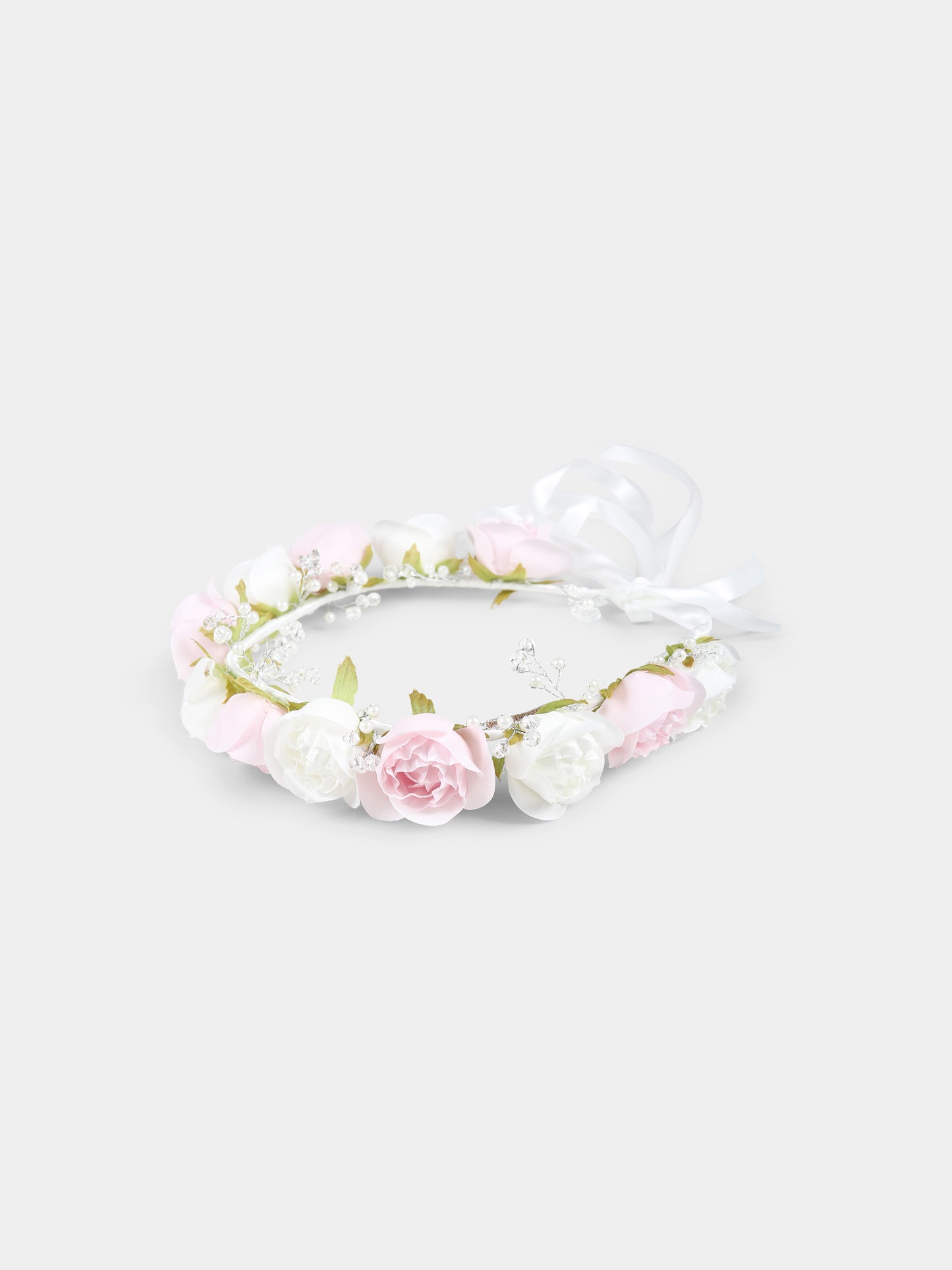 White headband for girl with flowers