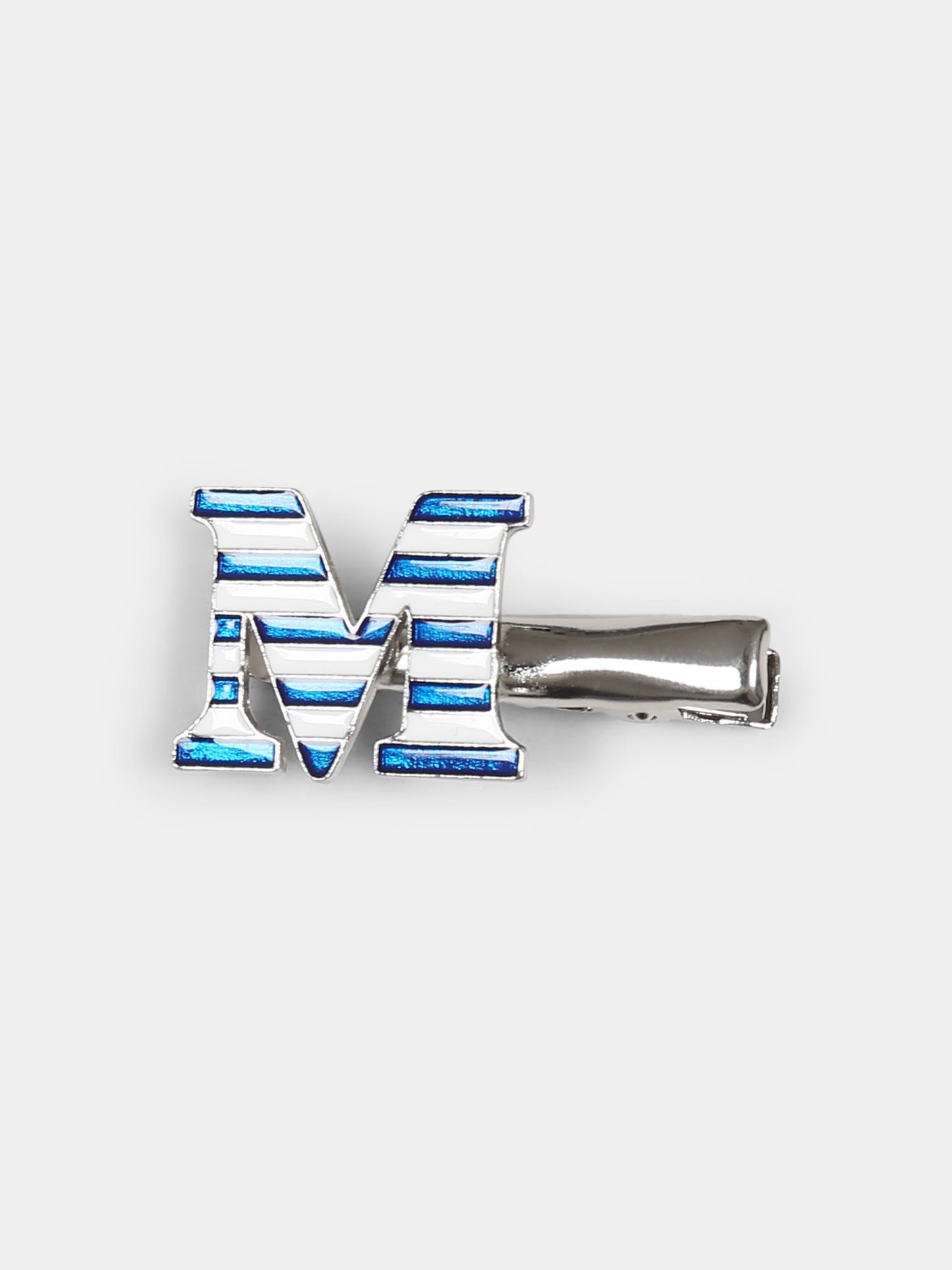 Set fermagli blu per bambina con logo e racchetta da tennis,Monnalisa,19E009 5075 0056