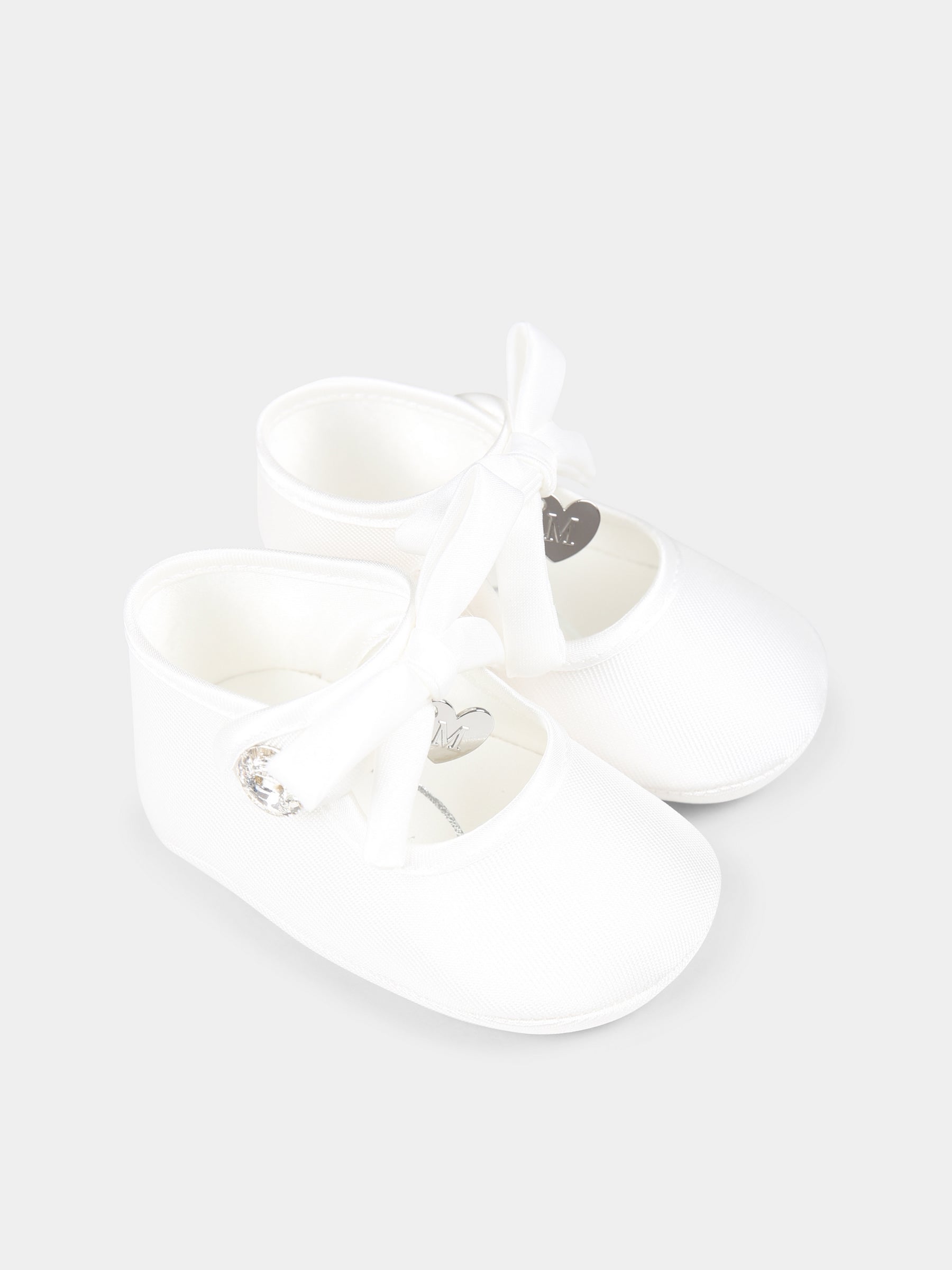 Ballerine bianche per neonata con fiocco,Monnalisa,73E003 5302 0001