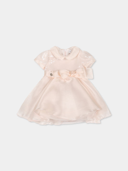 Pink dress for baby girl with bow