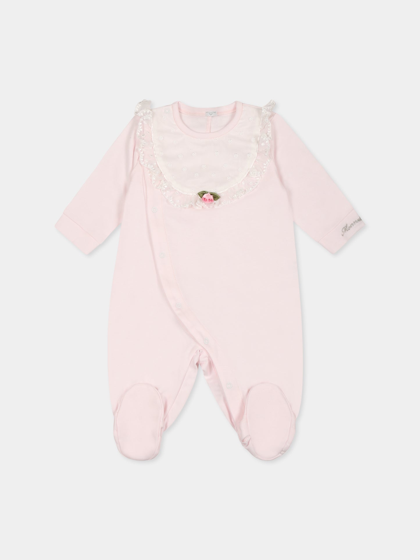 Tutina rosa per neonata con logo,Monnalisa,35E220 5205 0091