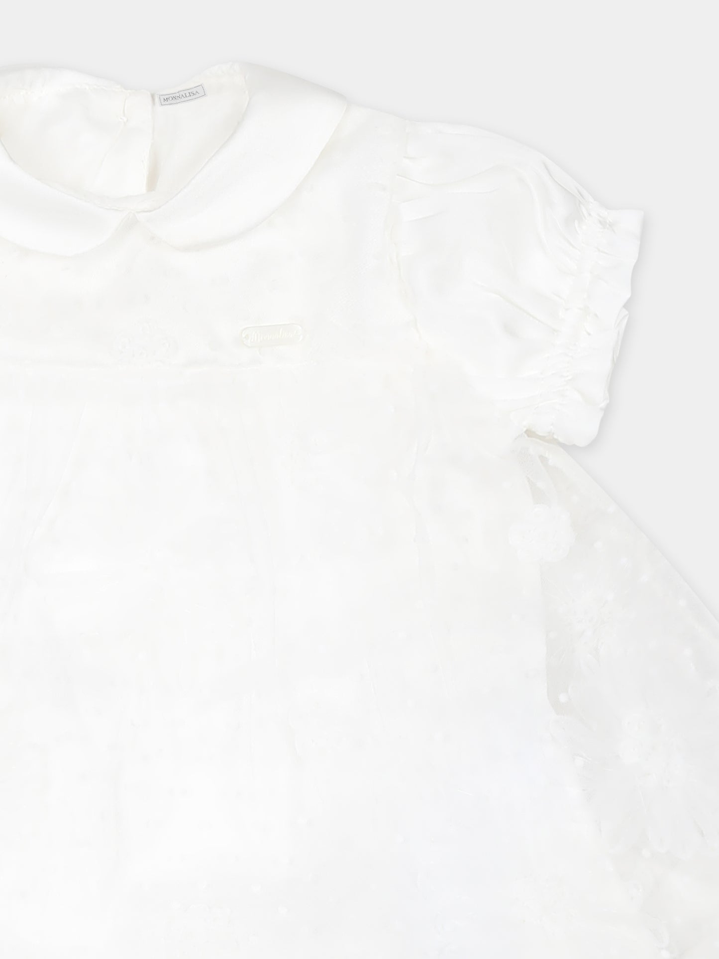 Completo bianco per neonata con pois e fiori,Monnalisa,35E520 5912 0001