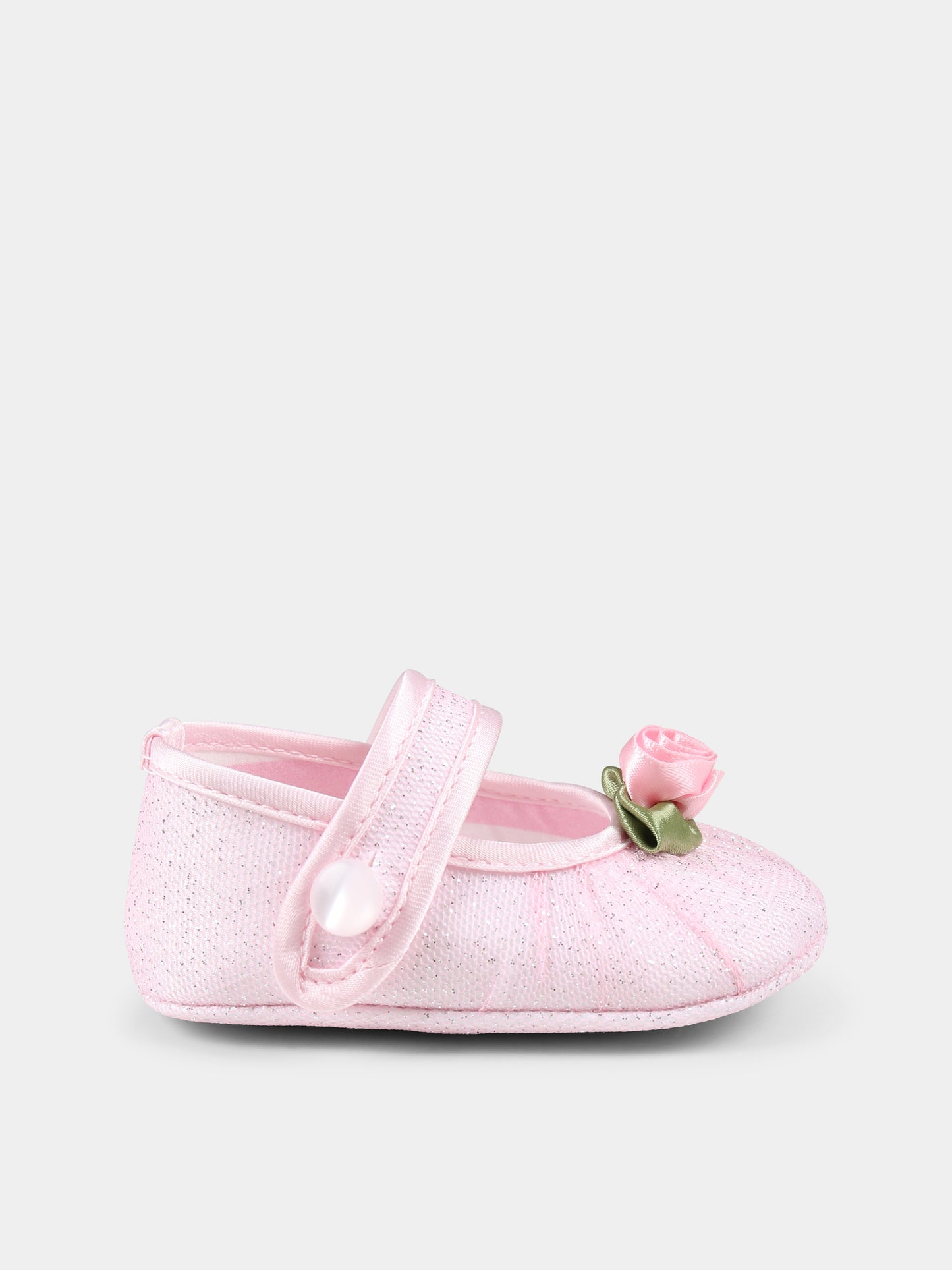 Ballerine rosa per neonata con rosa,Monnalisa,39E002 5907 9075