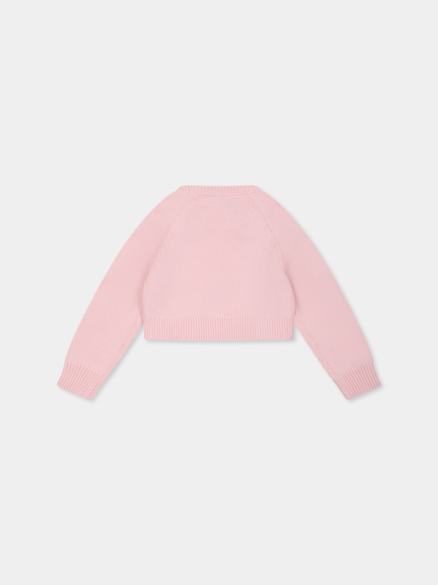 Maglione rosa per neonata con roselline,Monnalisa,39E606 5061 0090