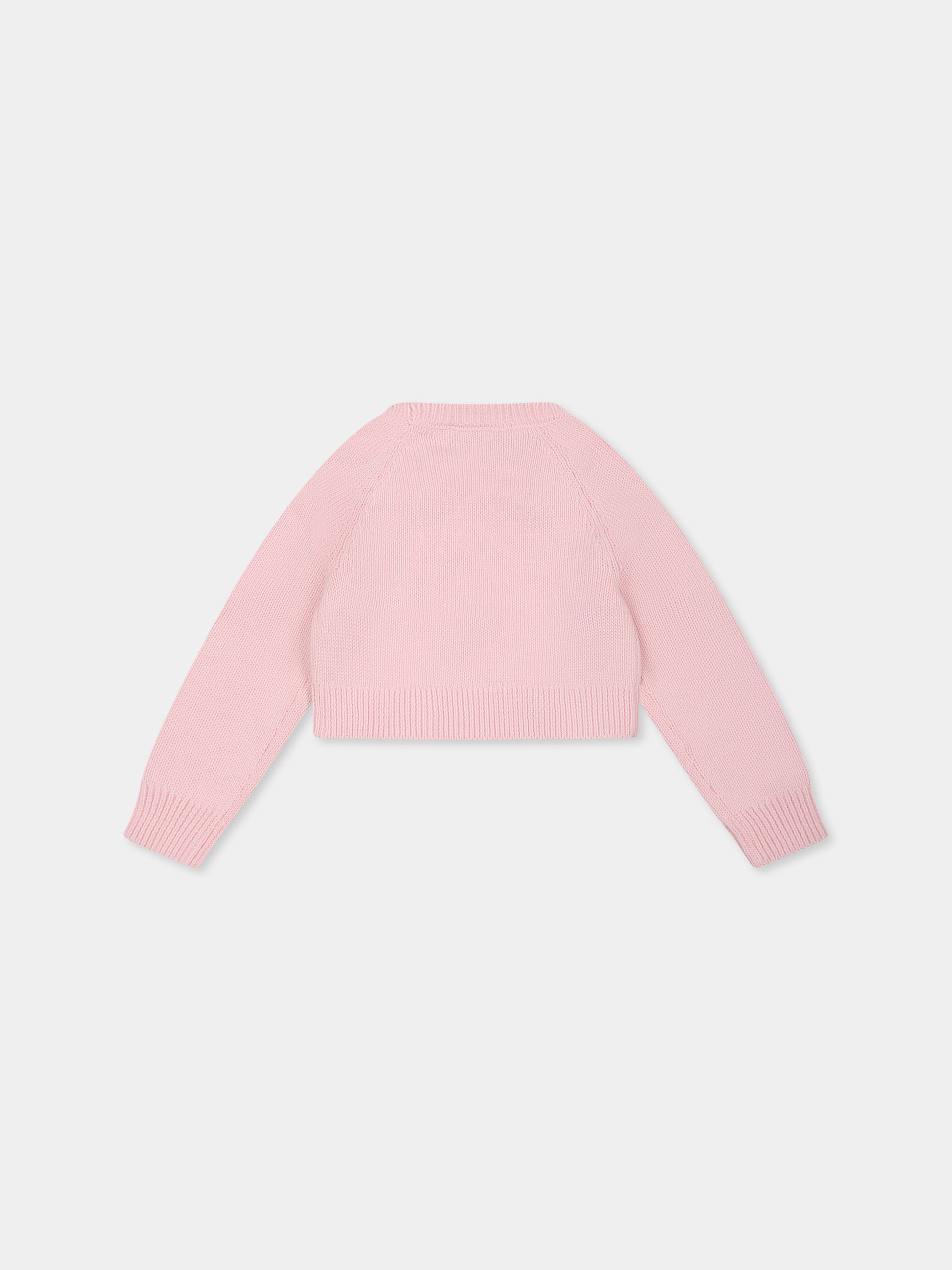 Maglione rosa per neonata con roselline,Monnalisa,39E606 5061 0090