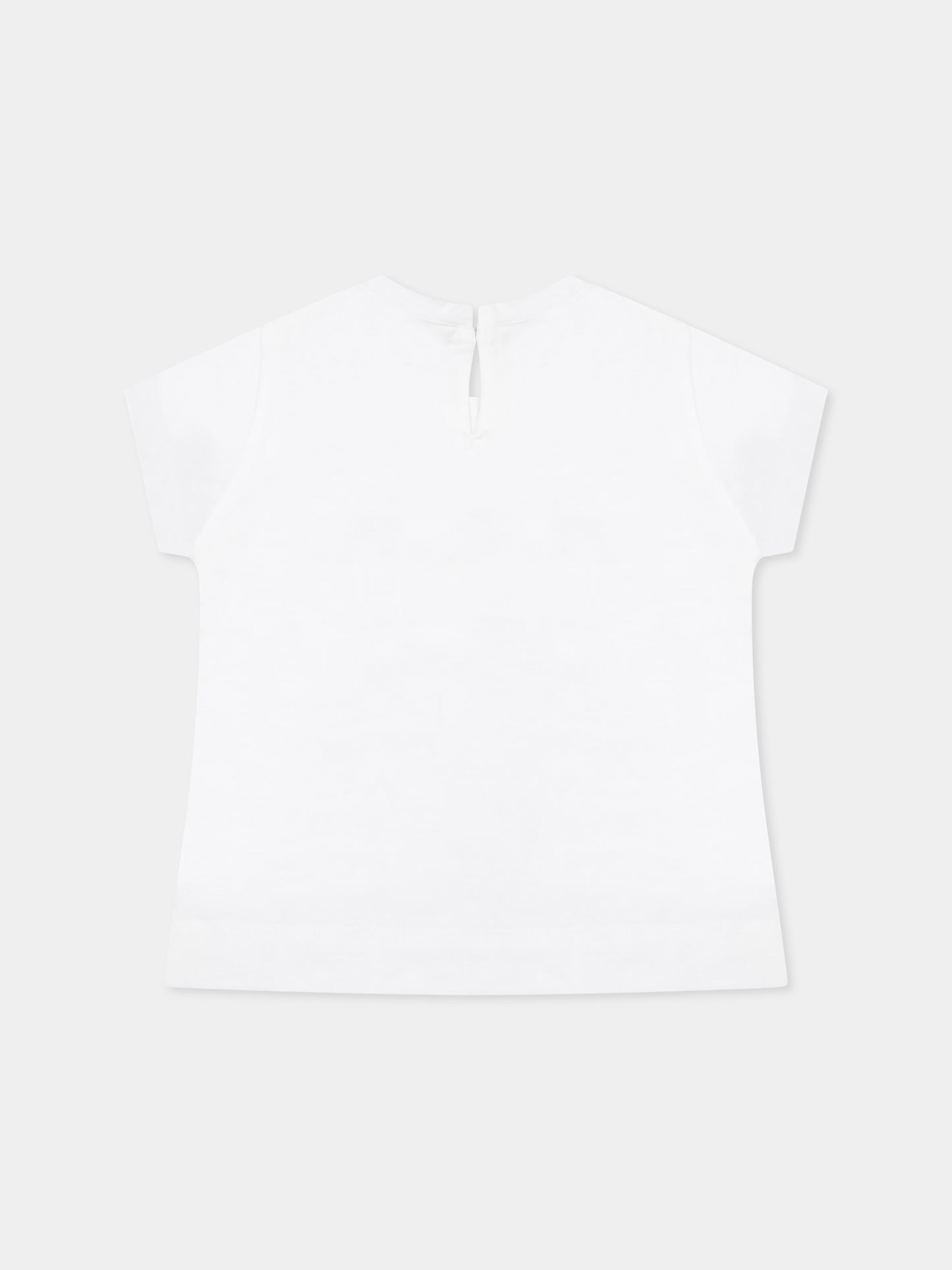 T-shirt bianca per neonata con stampa rose,Monnalisa,39E601 5015 0099