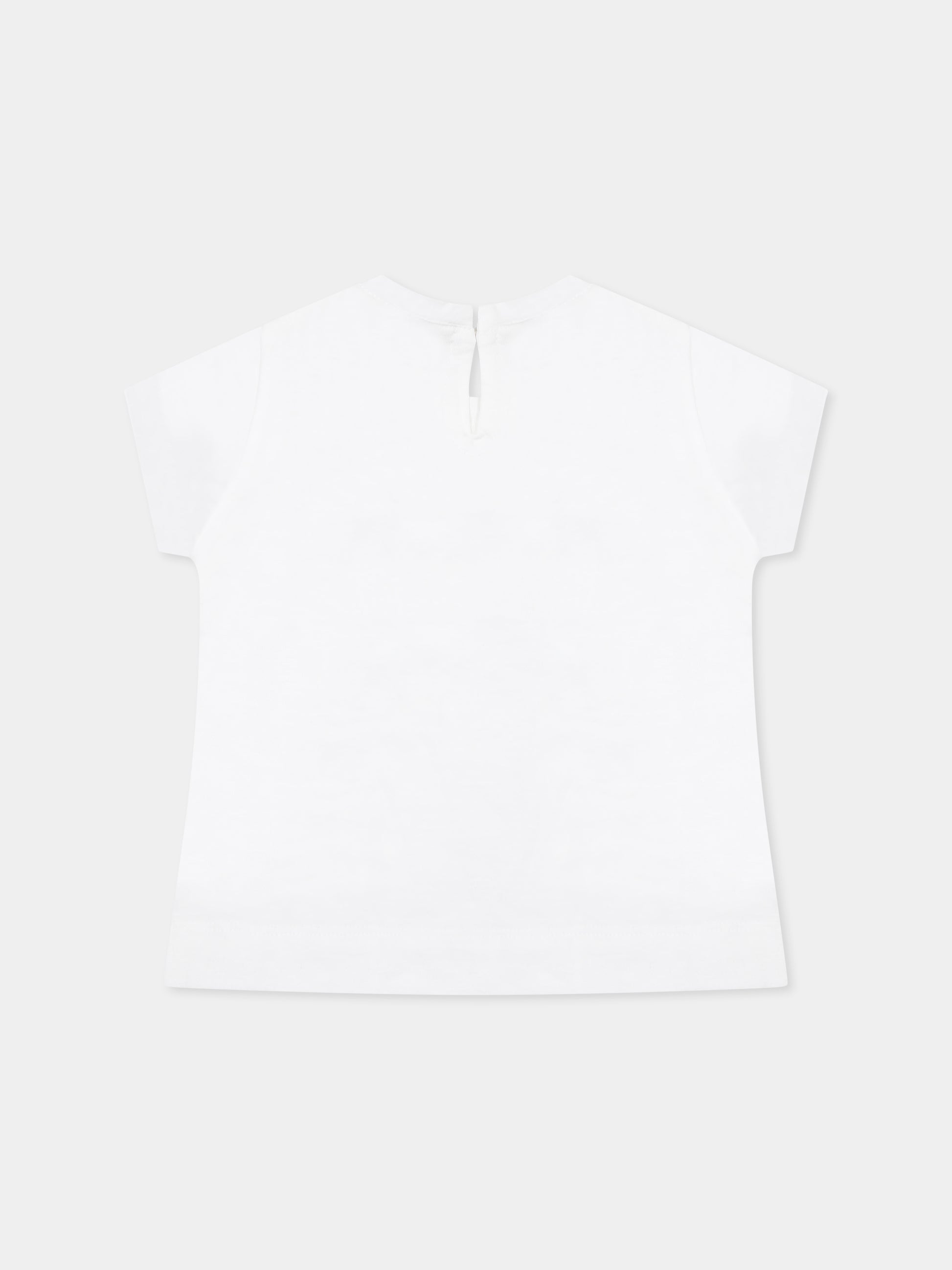 T-shirt bianca per neonata con stampa rose,Monnalisa,39E601 5015 0099