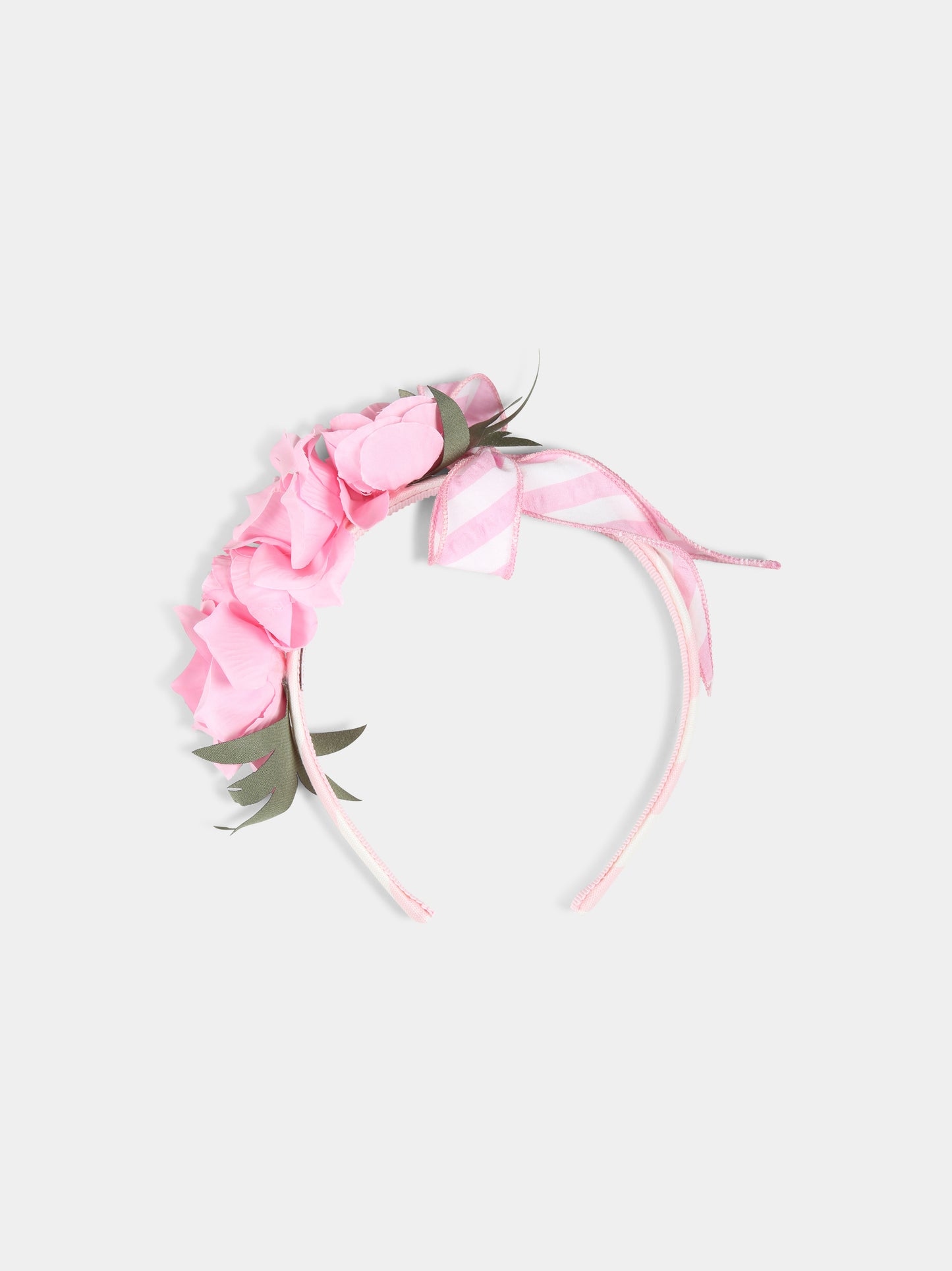 Pink headband for girl with roses