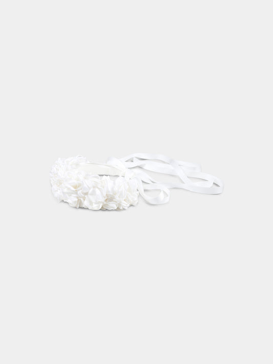White headband for girl with flowers