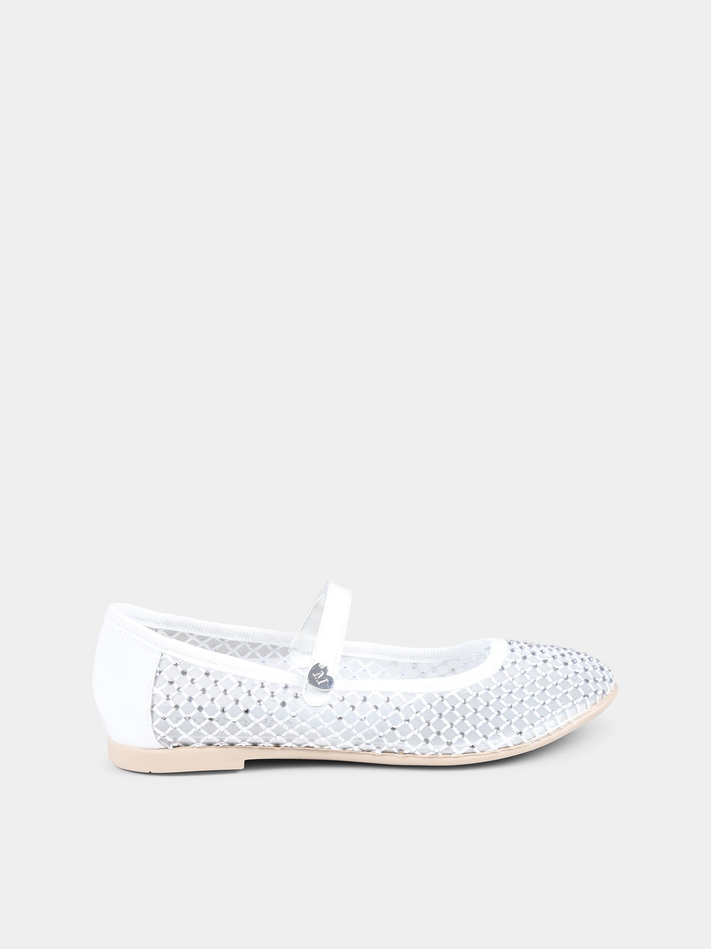 Ballerine bianche per bambina con strass,Monnalisa,87E003 5724 0001