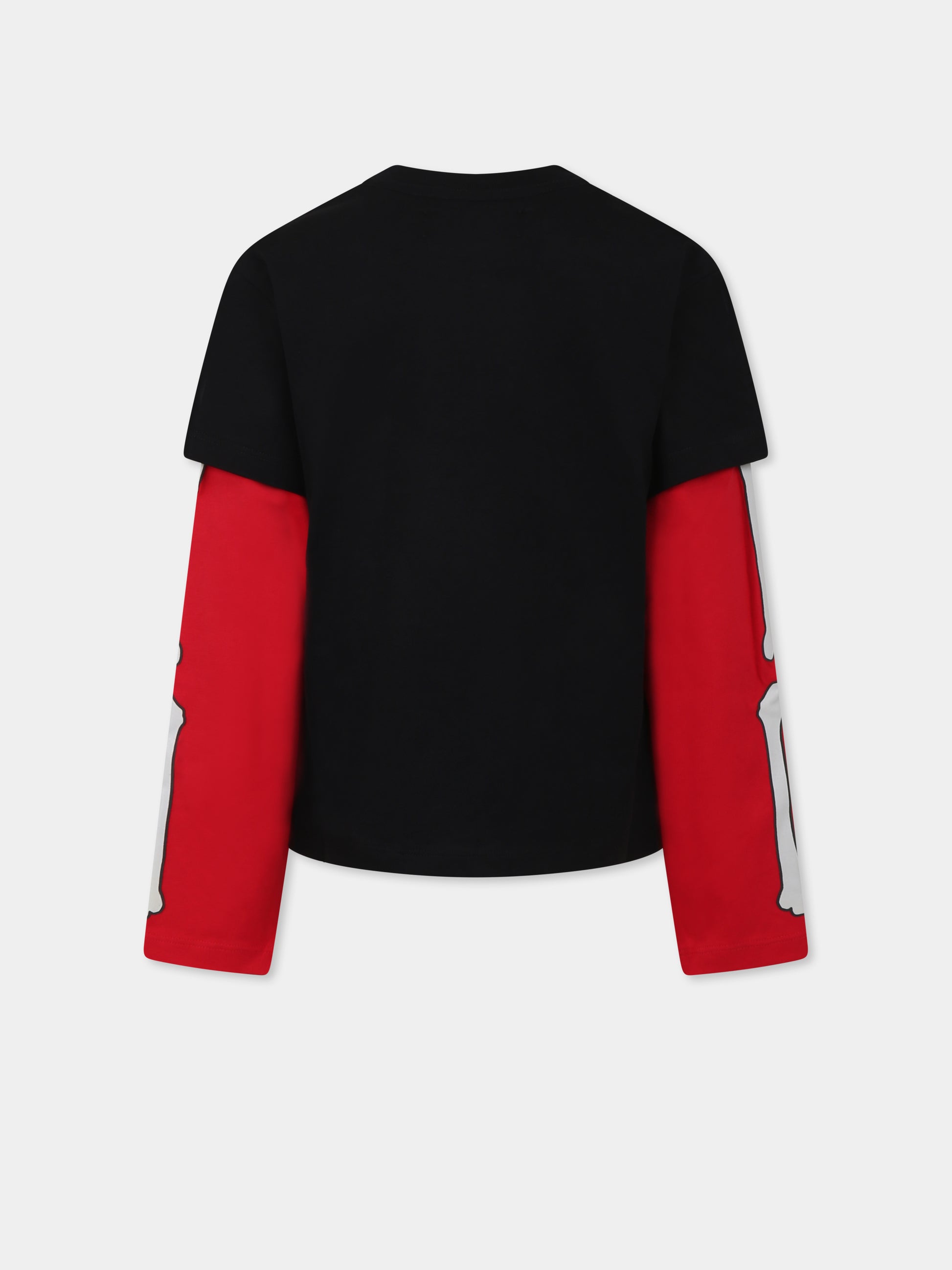 T-shirt nera per bambini con logo e stampa ossa,Amiri,AKJYTE1023 ALABASTER