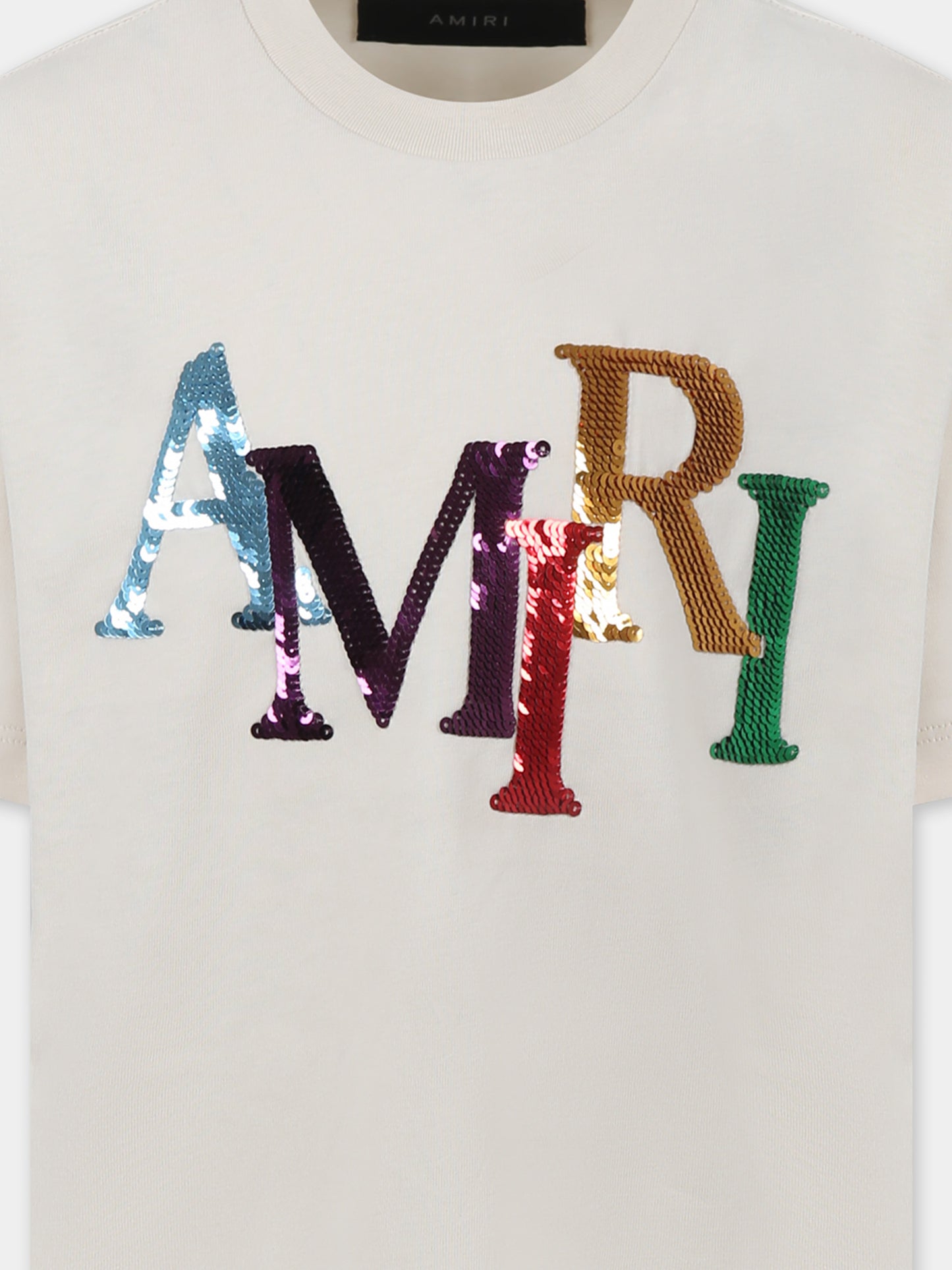 T-shirt avorio per bambini con logo,Amiri,AKJYTE1019 ALABASTER