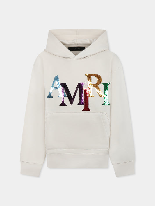 Felpa avorio per bambini con logo,Amiri,AKJYHD1018 ALABASTER