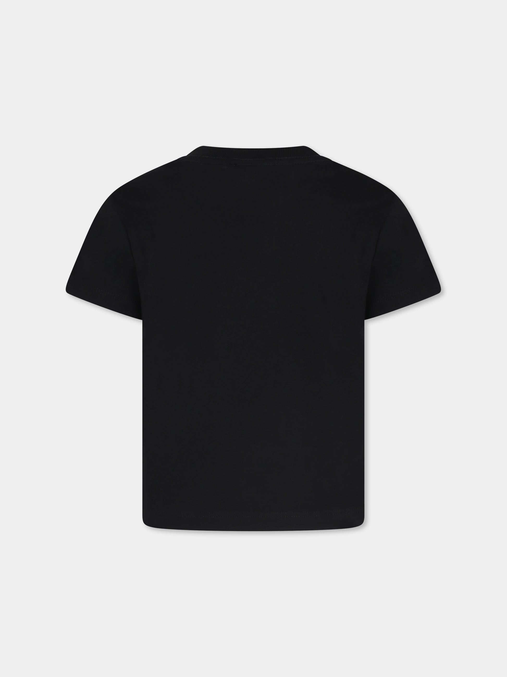 T-shirt nera per bambino con stampa leopardo e logo,Lanvin Petite,N25146 09B