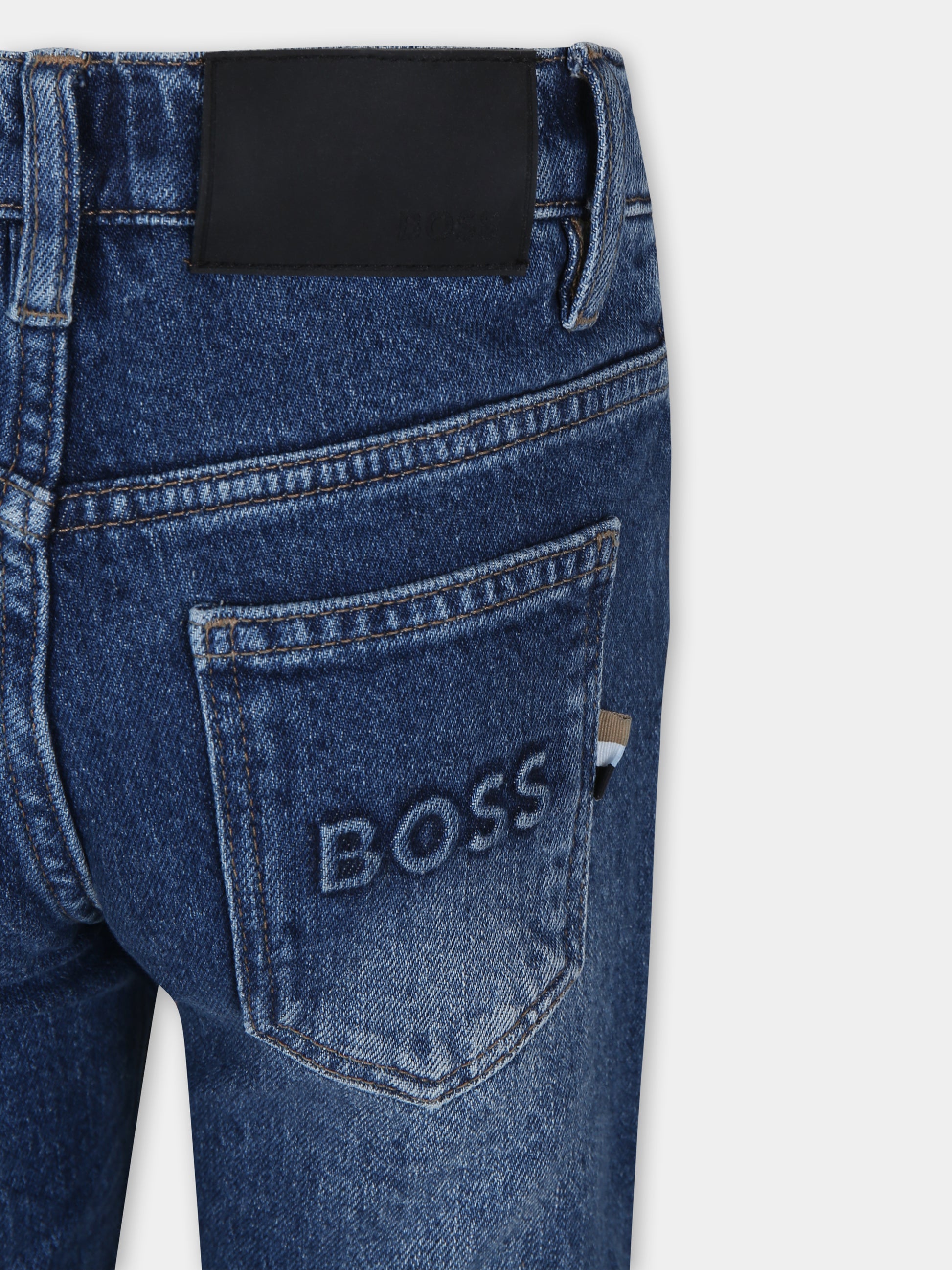 Jeans blu per bambino con logo,Boss,J24876 Z07