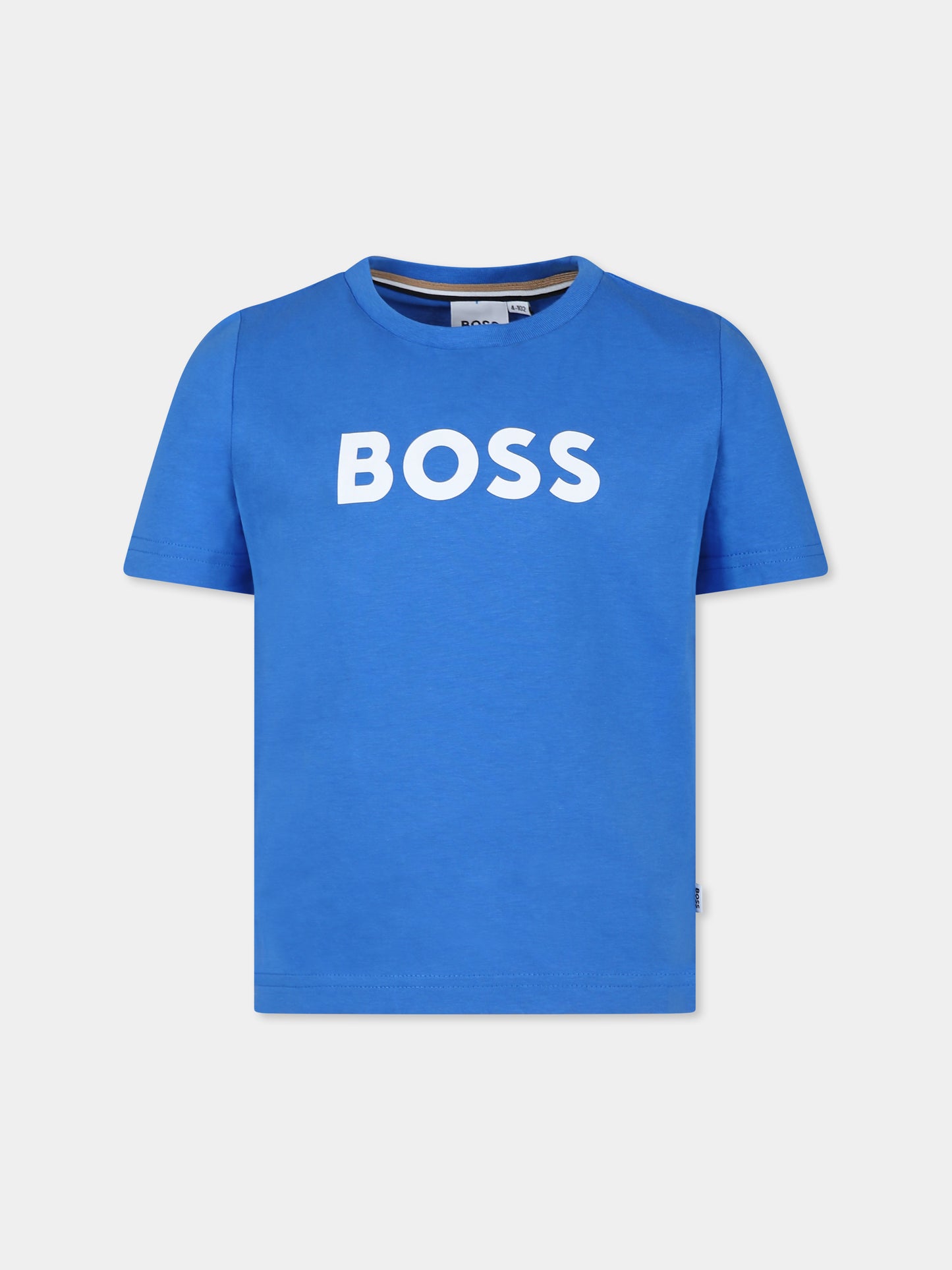 T-shirt azzurra per bambino con logo,Boss,J25O65 846