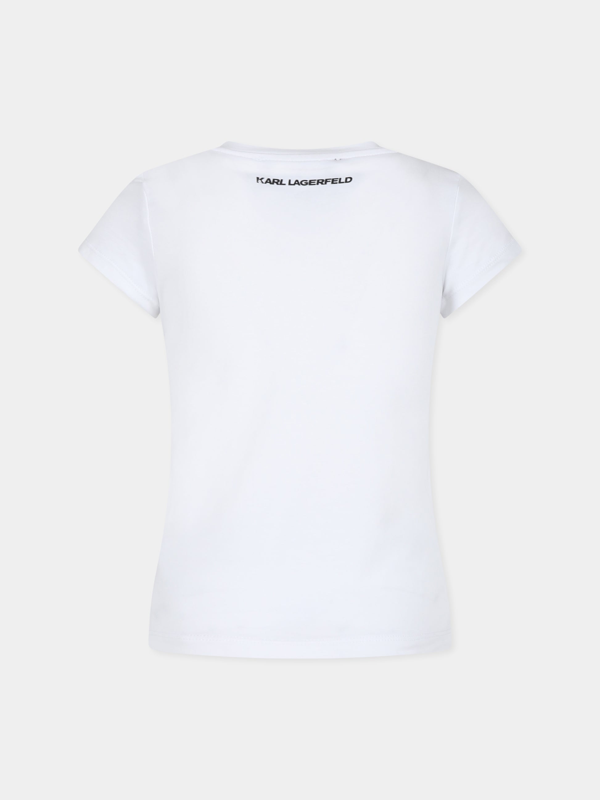 T-shirt bianca per bambina con Choupette,Karl Lagerfeld Kids,Z15437 10B