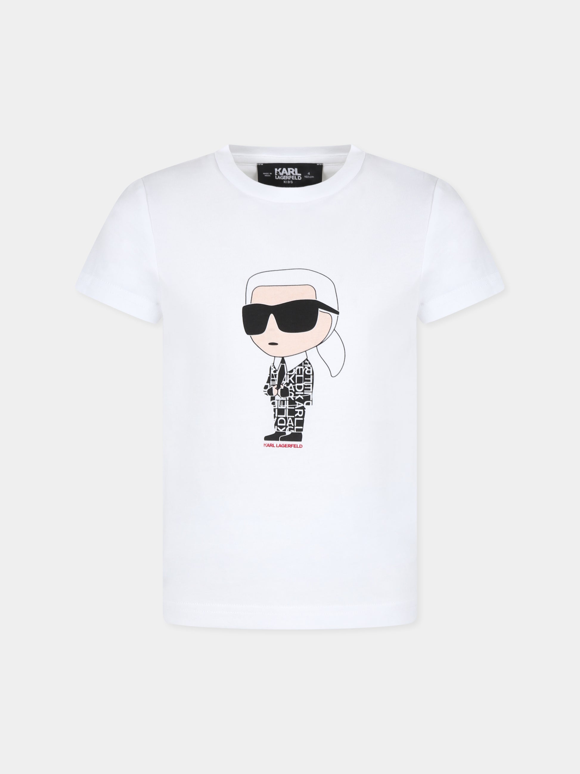 T-shirt bianca per bambini con Karl,Karl Lagerfeld Kids,Z25410 10B