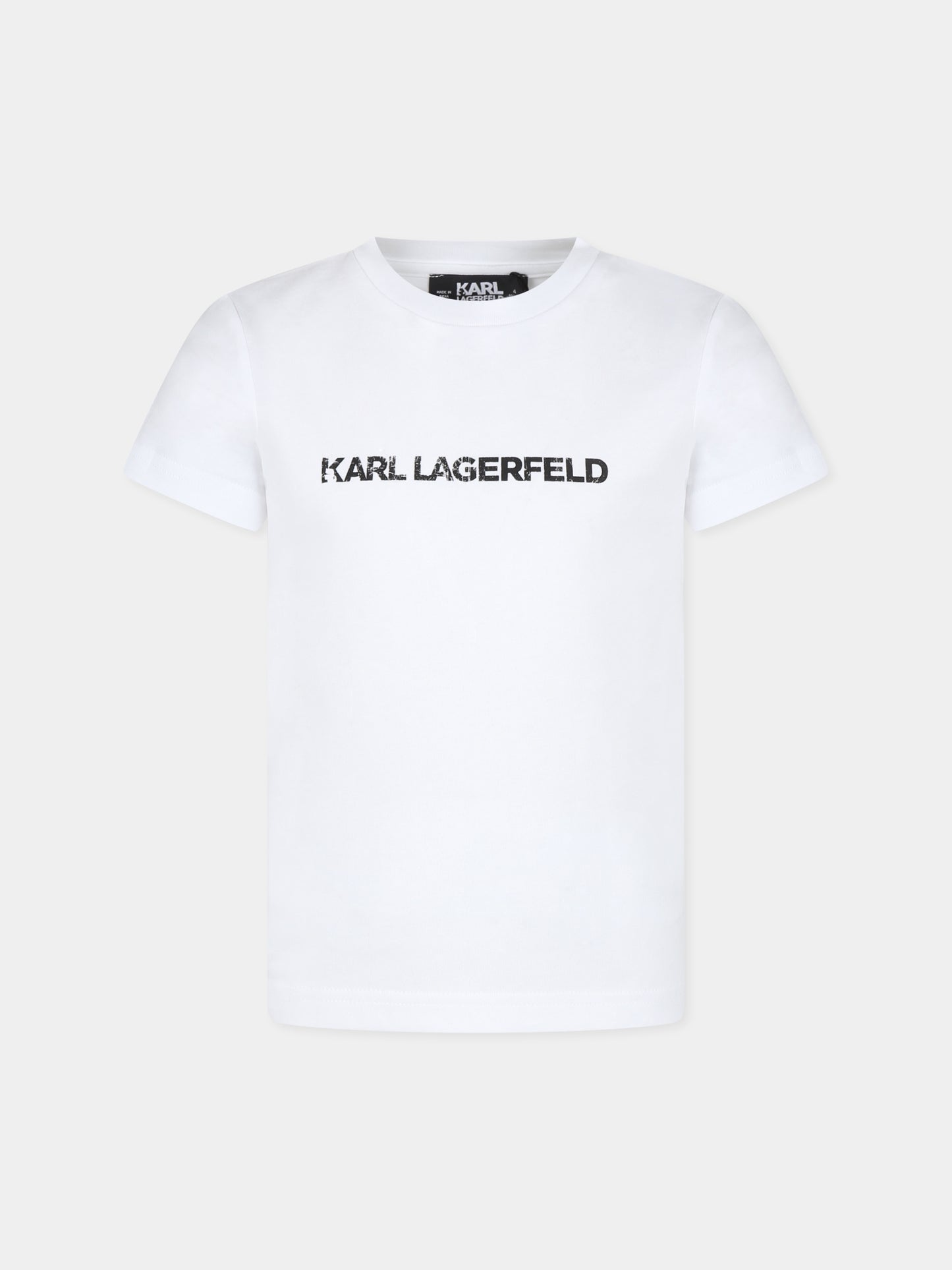 T-shirt bianca per bambini con logo e Karl,Karl Lagerfeld Kids,Z25422 10P