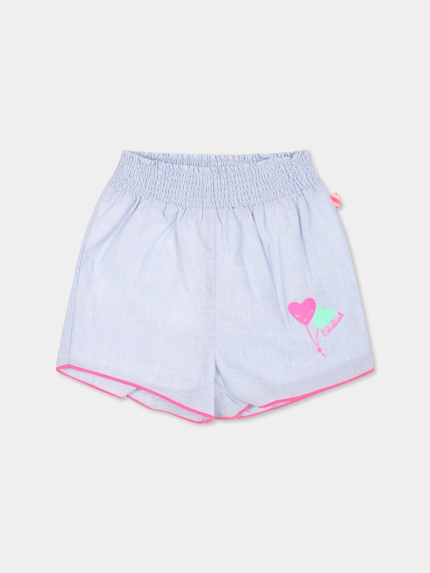 Shorts celesti per neonata con cuori,Billieblush,U04275 798