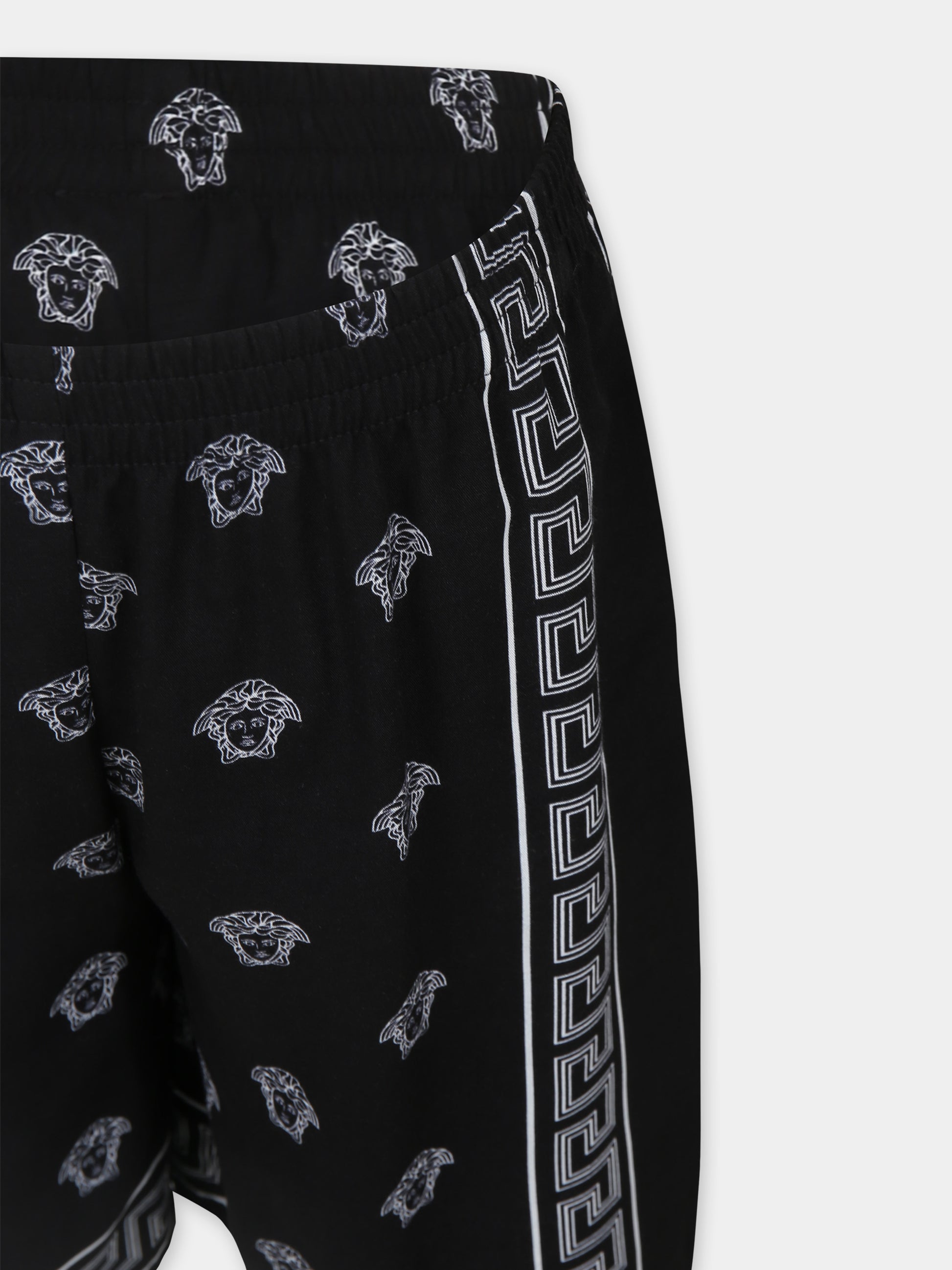 Shorts neri per bambino con stampa bandana Medusa,Versace,1018268 1A13057 5B040