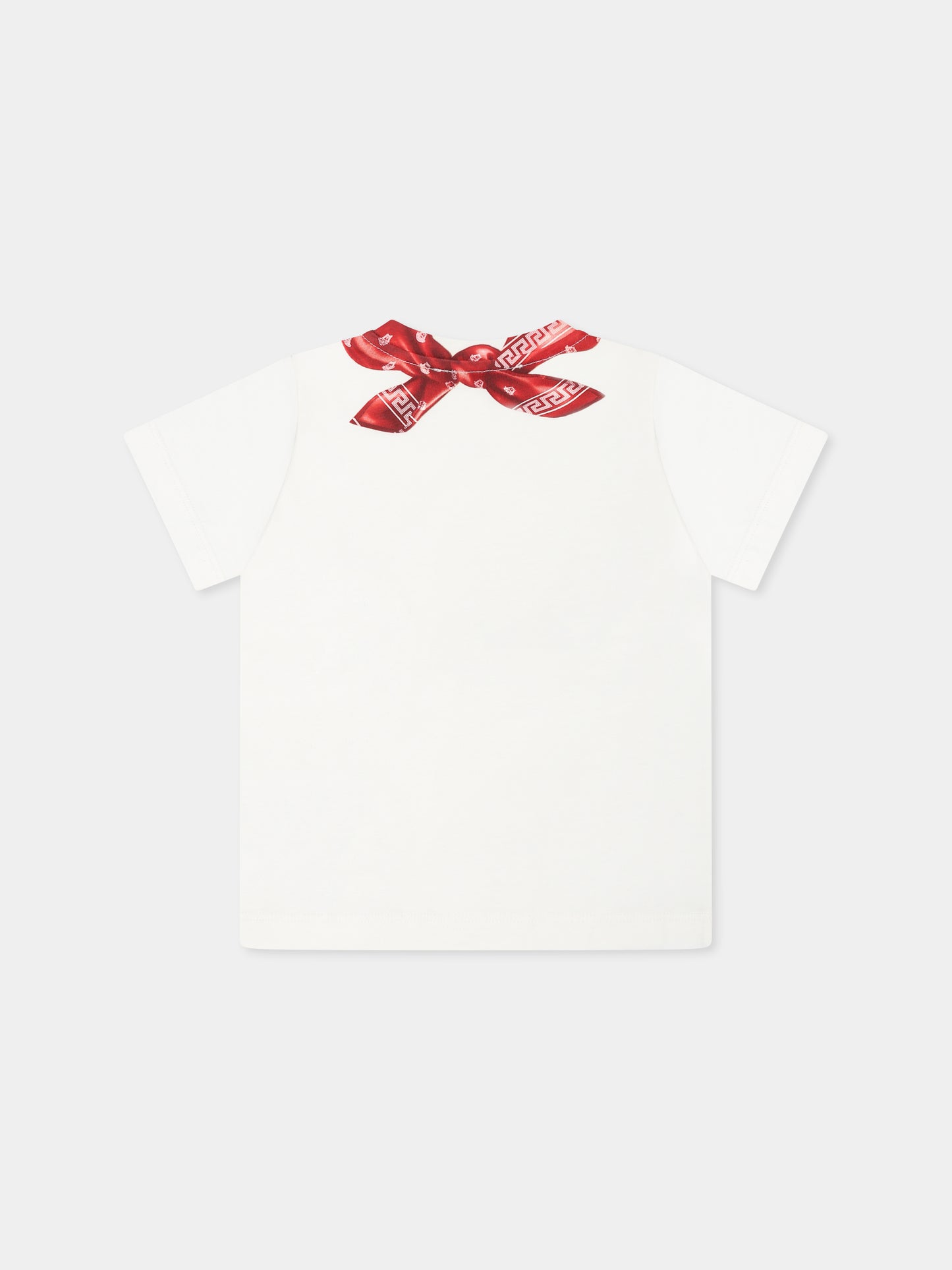 T-shirt bianca per neonati con bandana e Medusa,Versace,1018570 1A13237 2W120