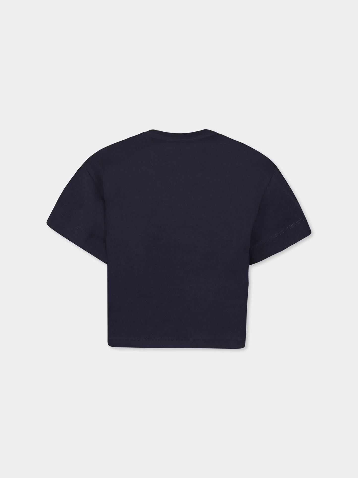 T-shirt crop blu per bambina con logo,Chloé Kids,C20489 859