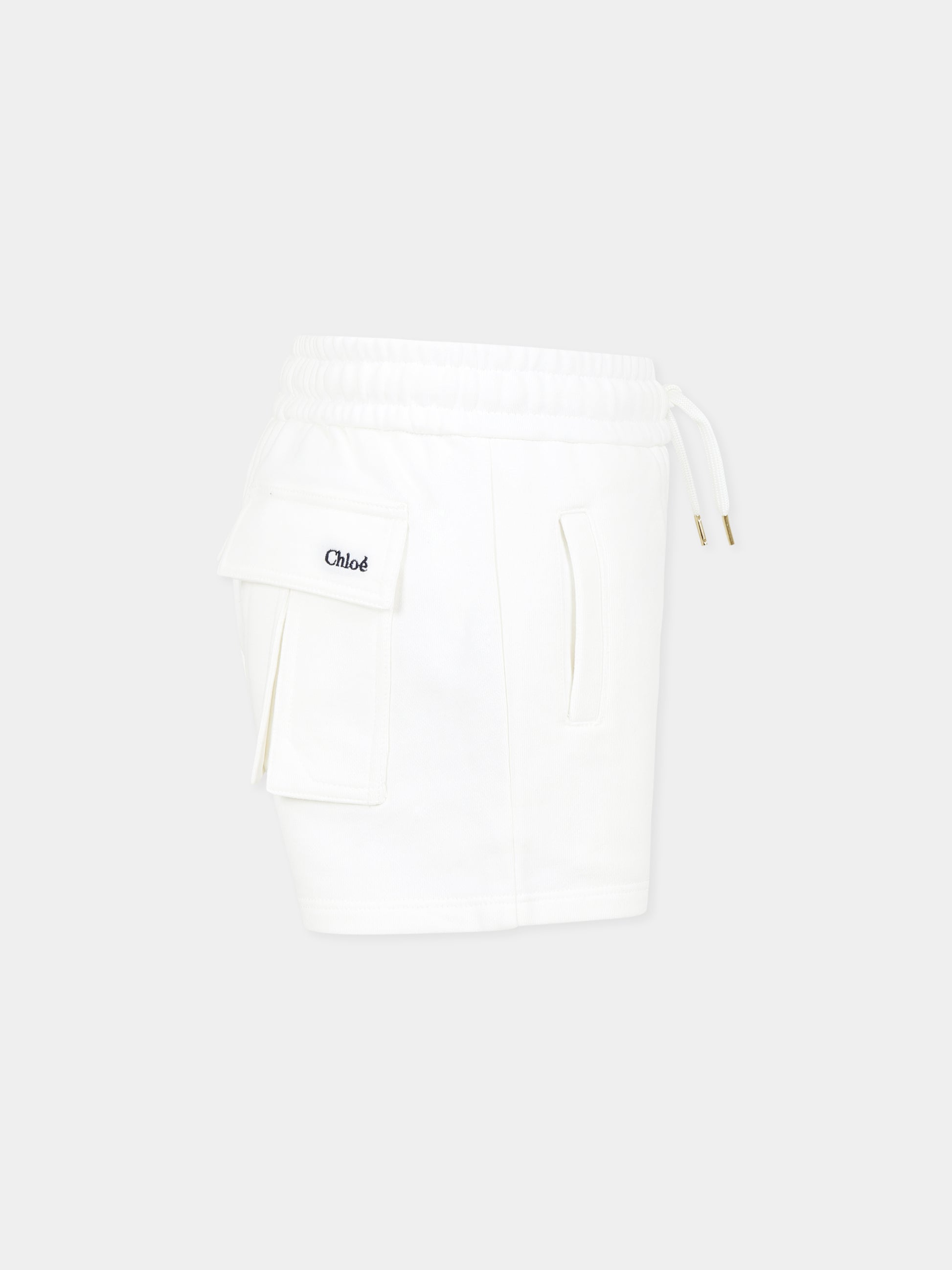 Shorts bianchi per bambina con logo,Chloé Kids,C20464 117